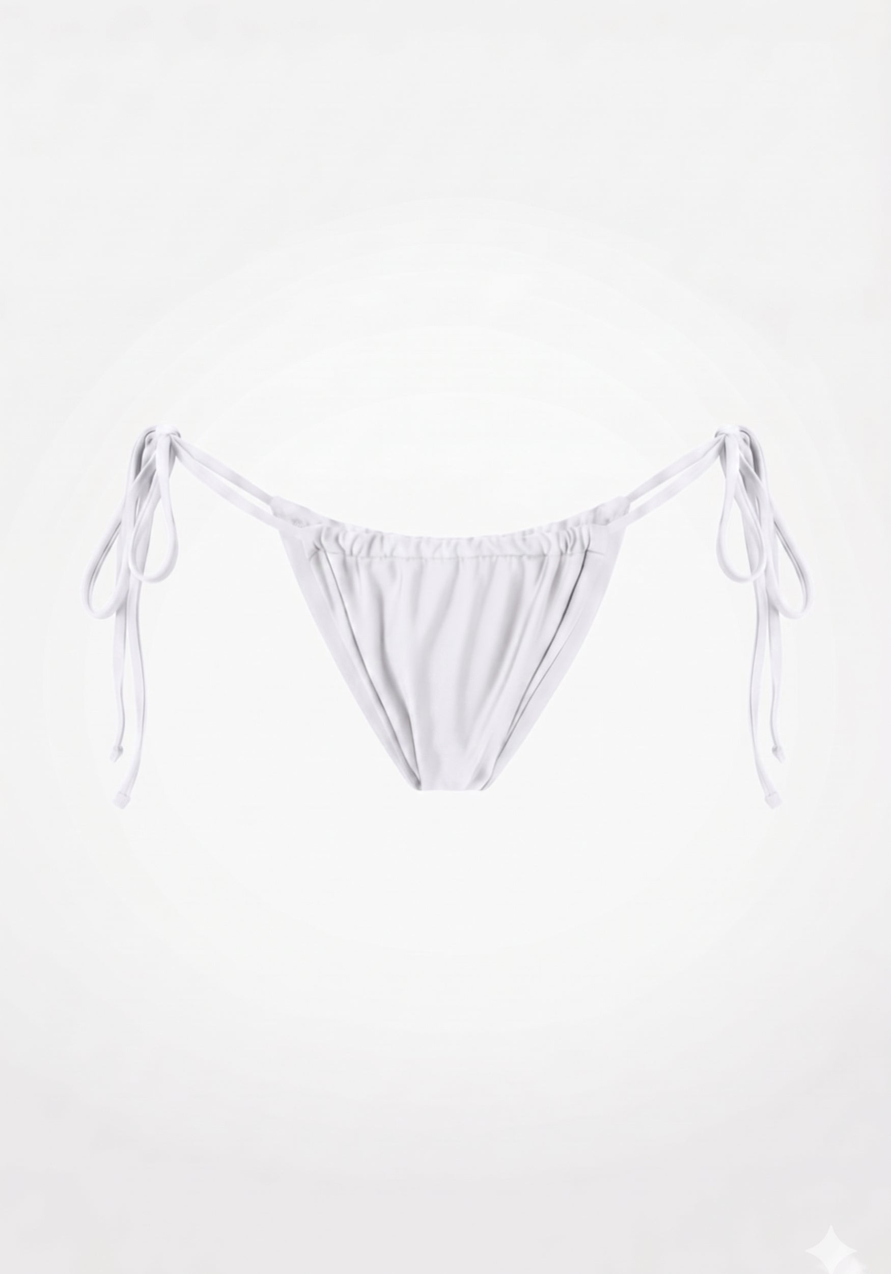 Swim Tie Bikini Bottom Satin Seashell White