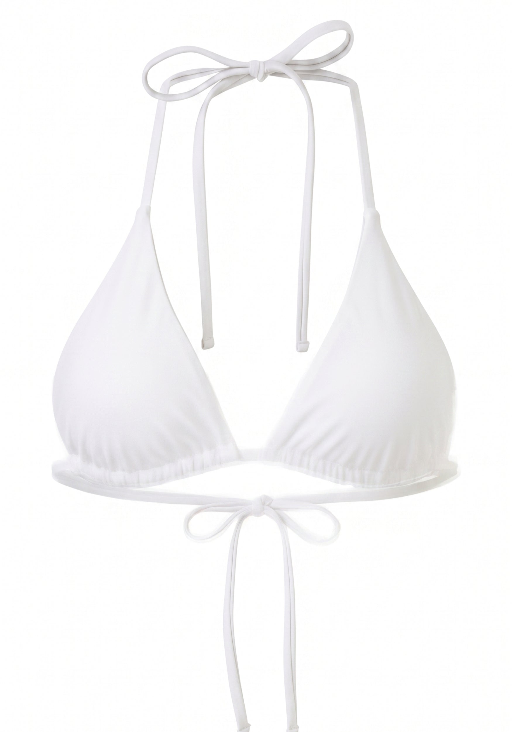 Swim Triangle Bikini Top Satin Seashell White