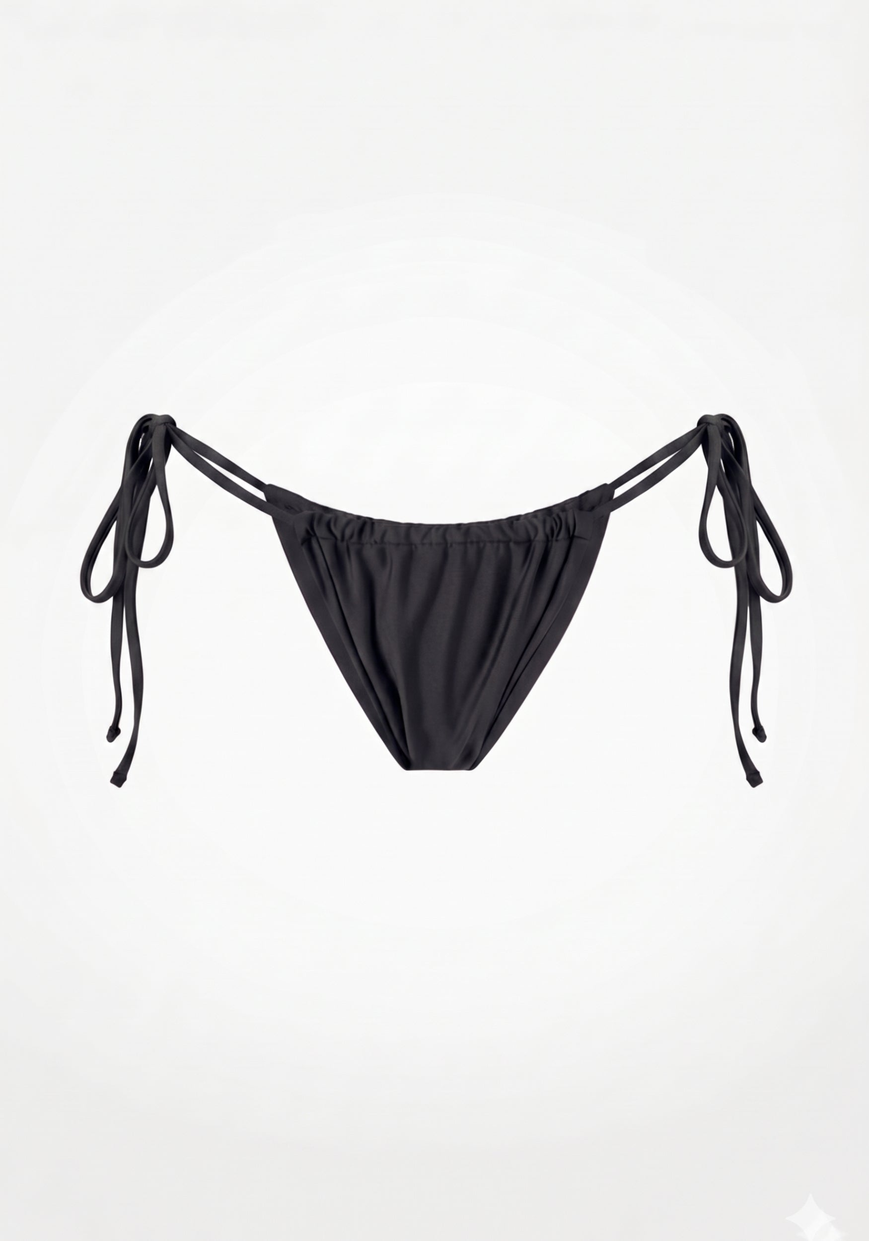 Swim Tie Bikini Bottom Satin Black Stone