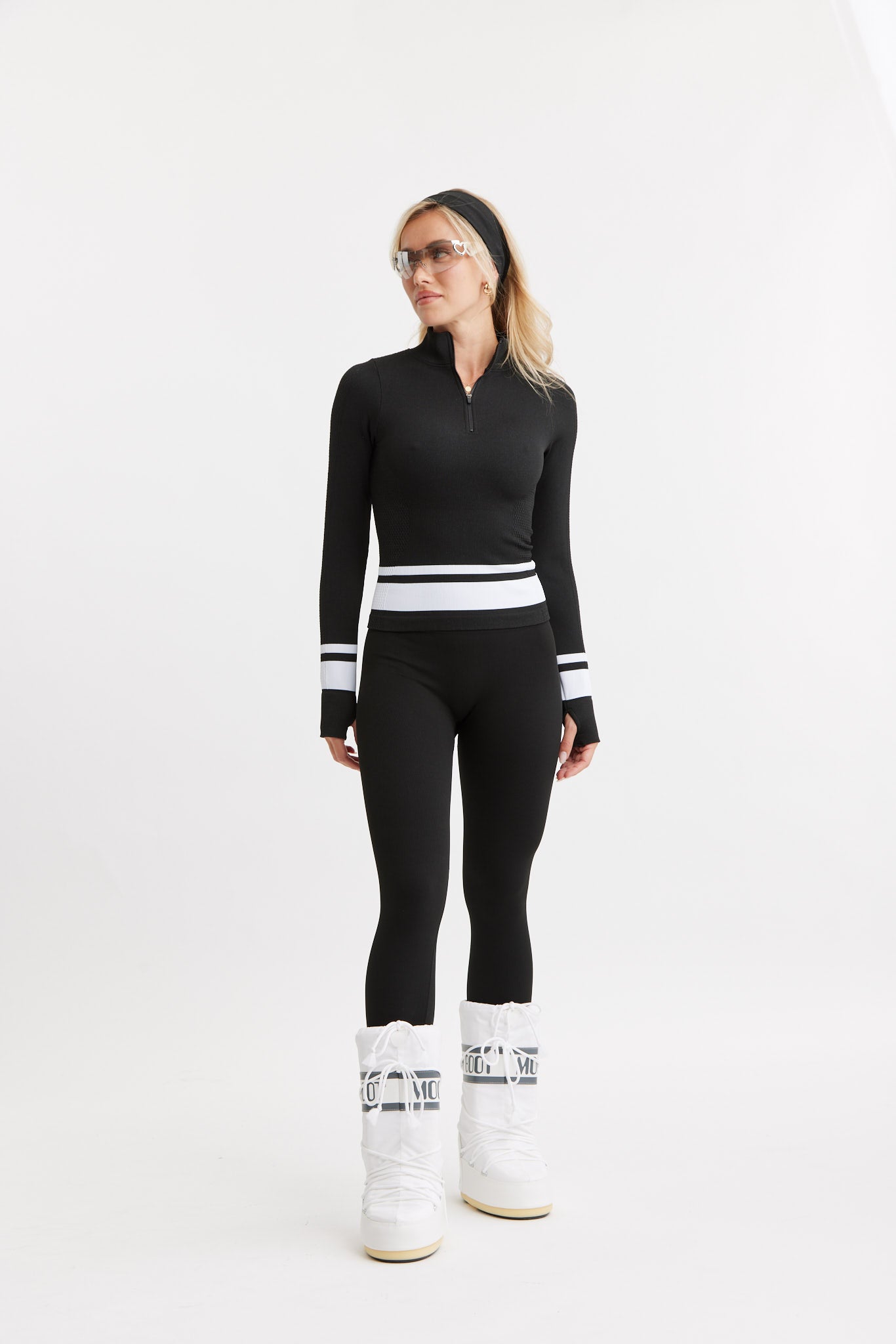 Seamless Half Zip Base Layer Top Black