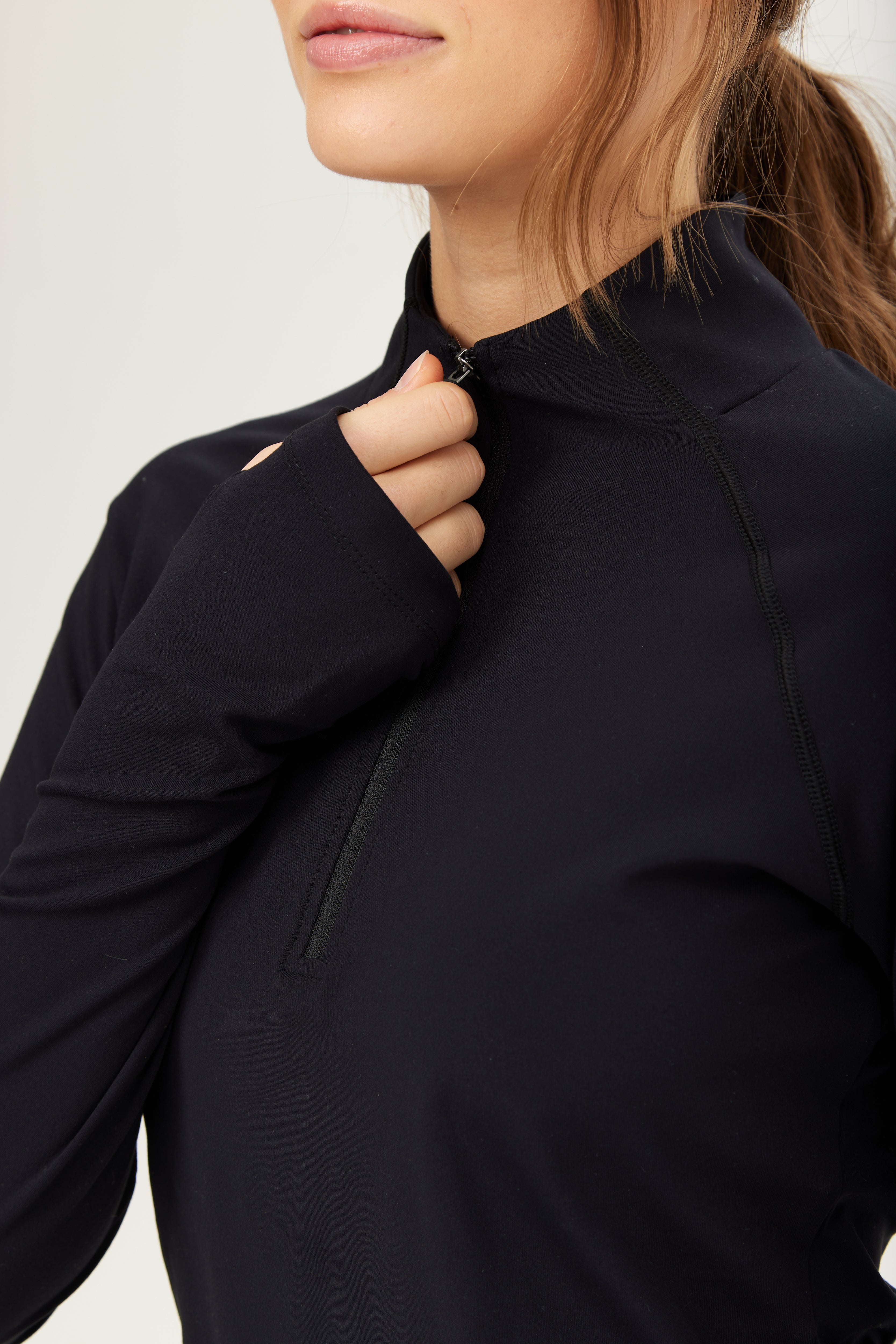 Half Zip Long Sleeve Pullover Black