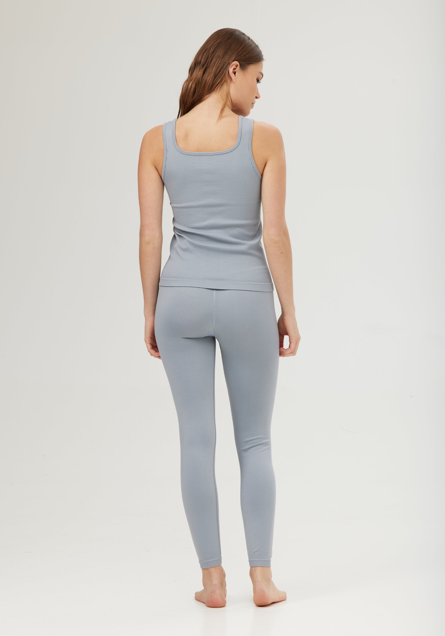 Hedda Top Ribbed Seamless Chambray