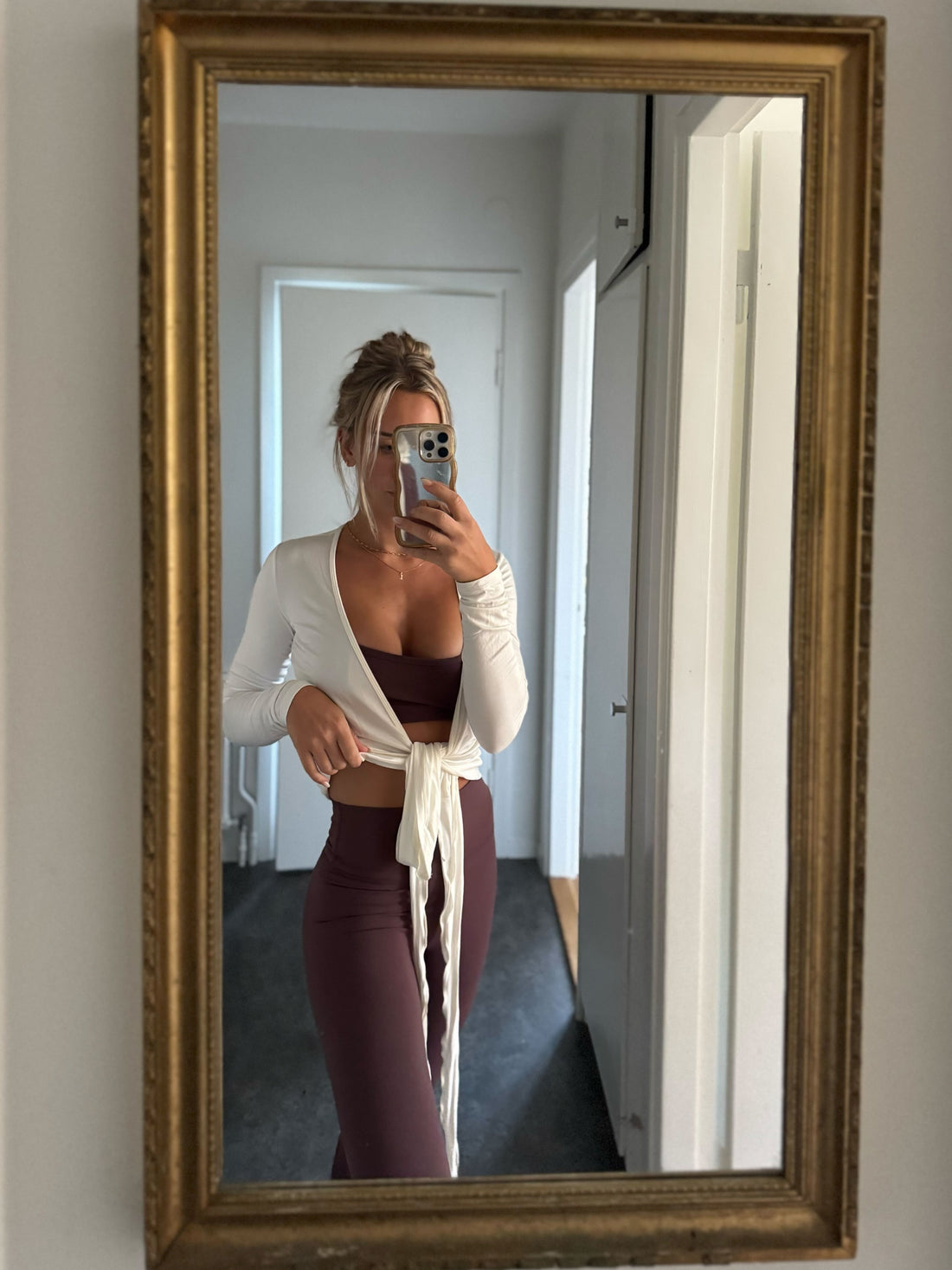 Ballet Wrap Top Long Sleeve White