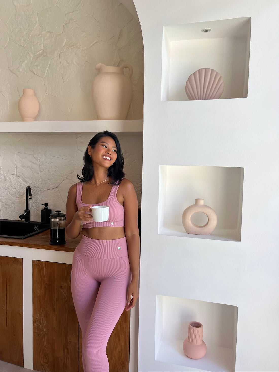 Ribbed Seamless Tights Cosmetic Pink