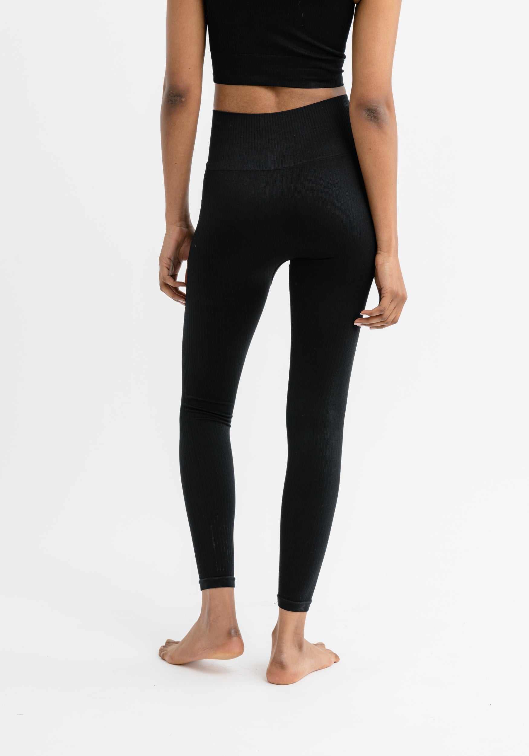 Jeane Tights Ribbed Seamless Black