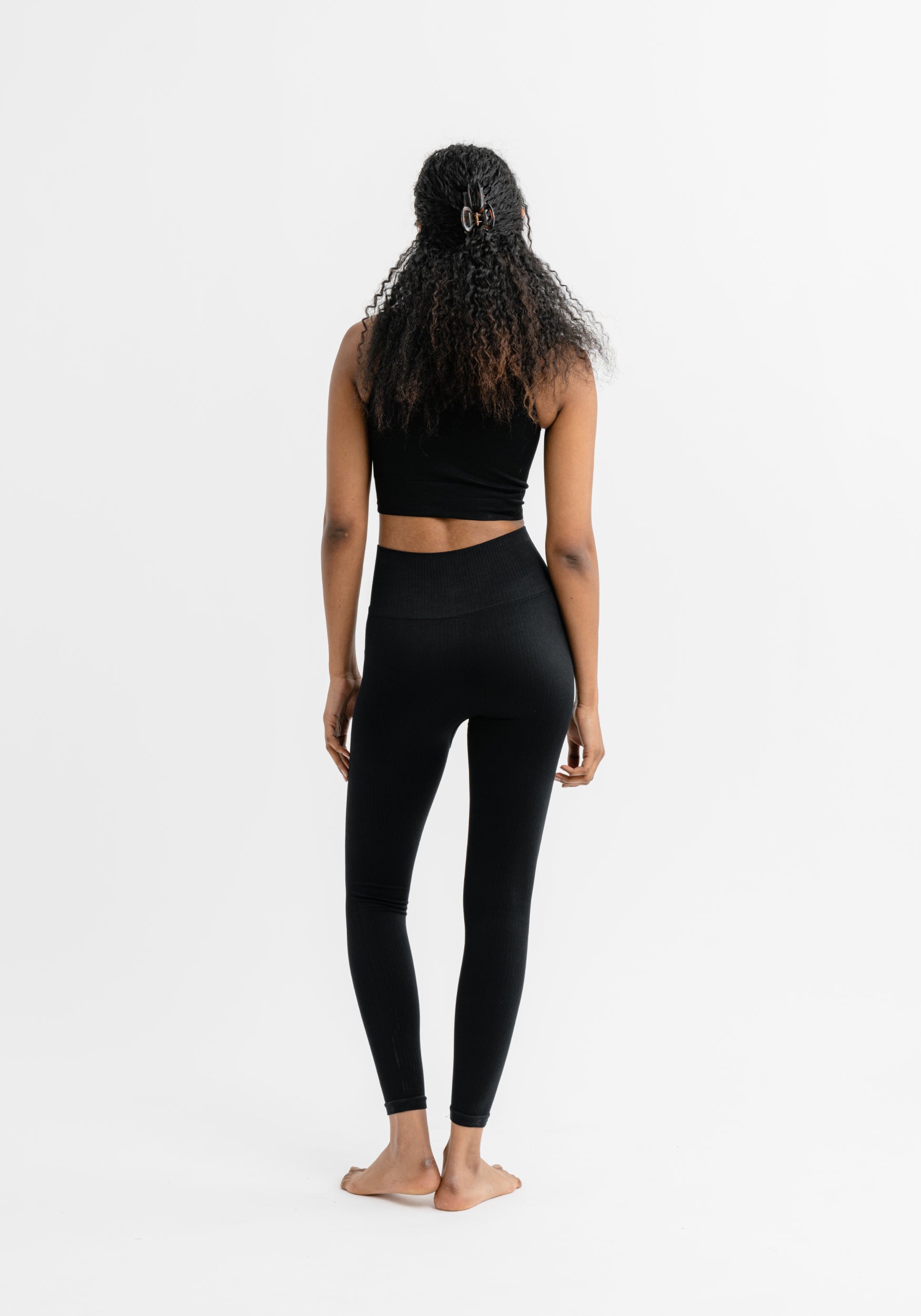 Jeane Tights Ribbed Seamless Black