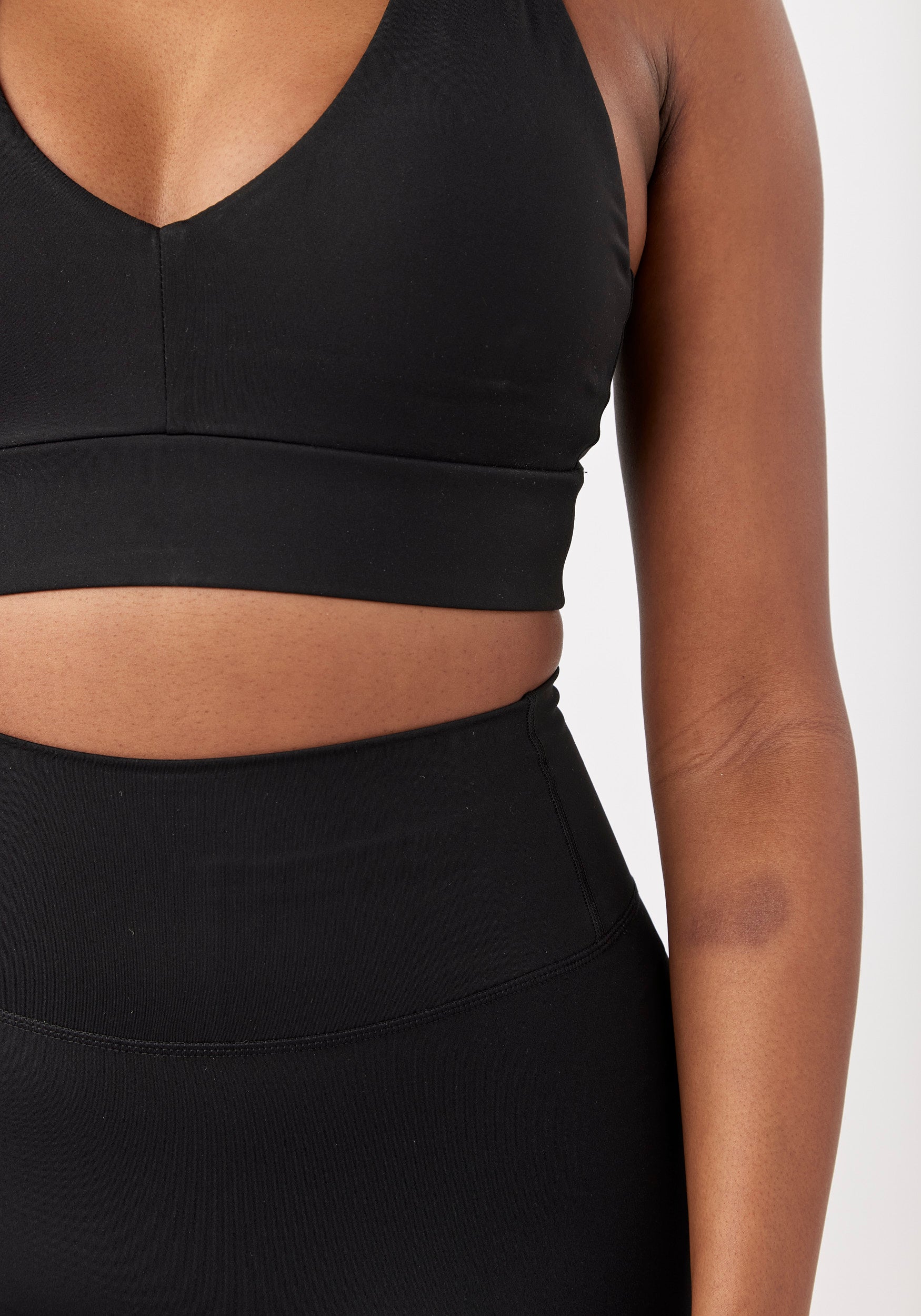 Low V Neck Sports Bra Black