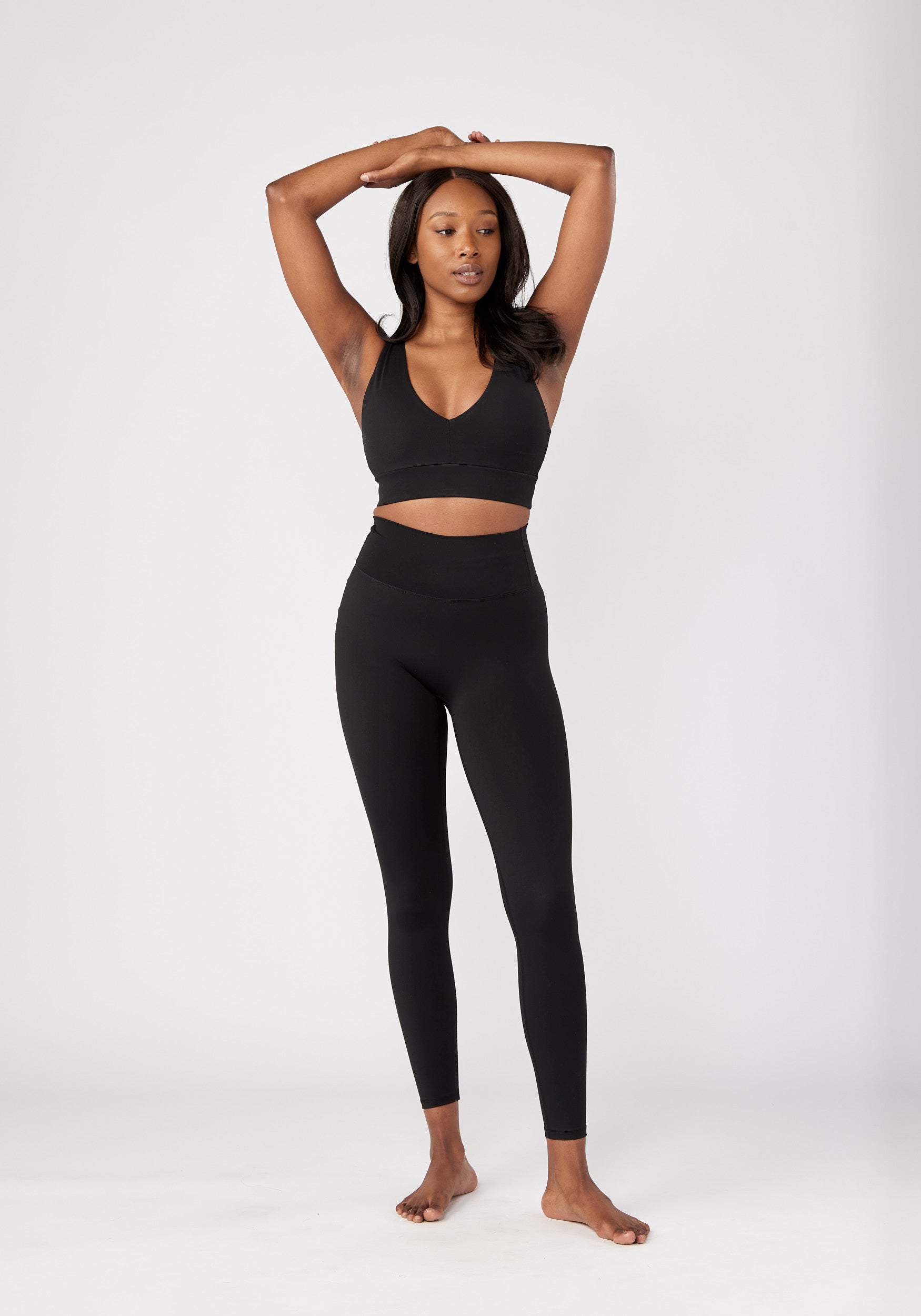 Low V Neck Sports Bra Black
