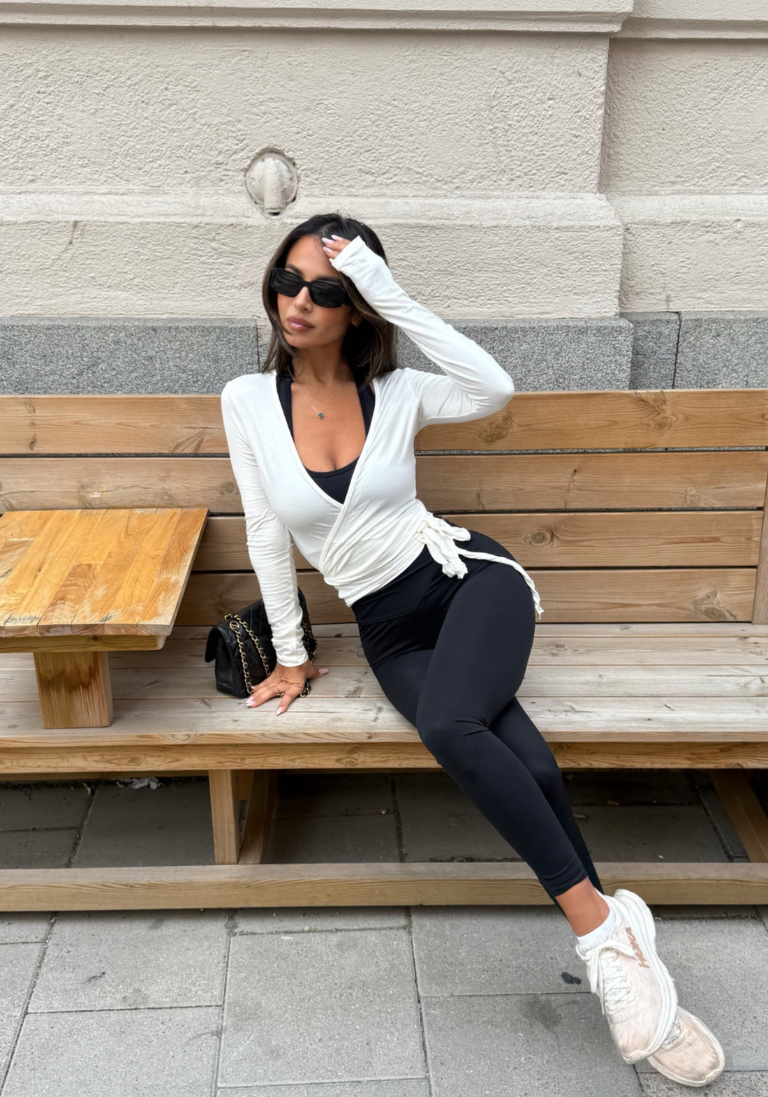 Ballet Wrap Top Long Sleeve White