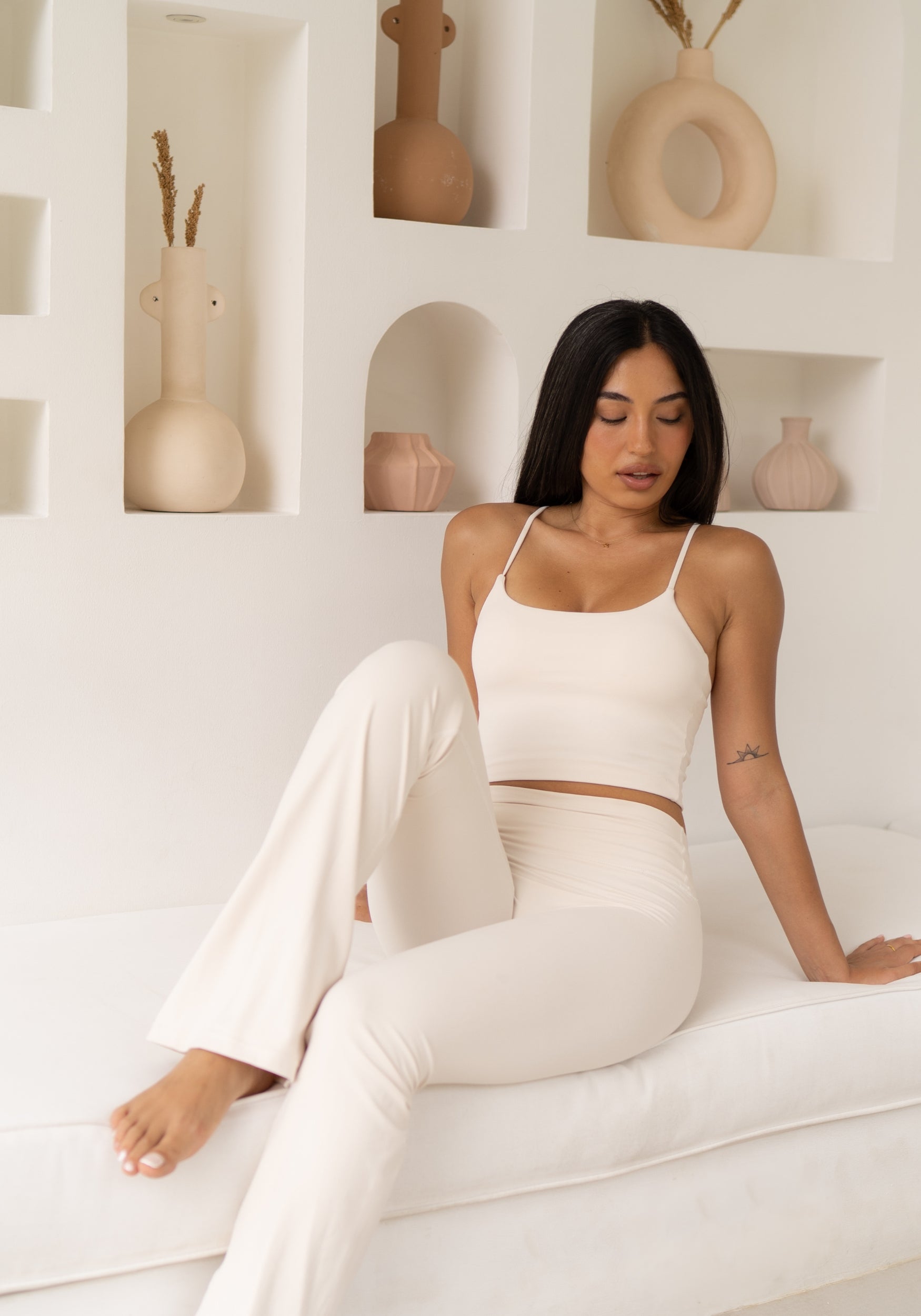 Butter Soft Flare Tights Cream White