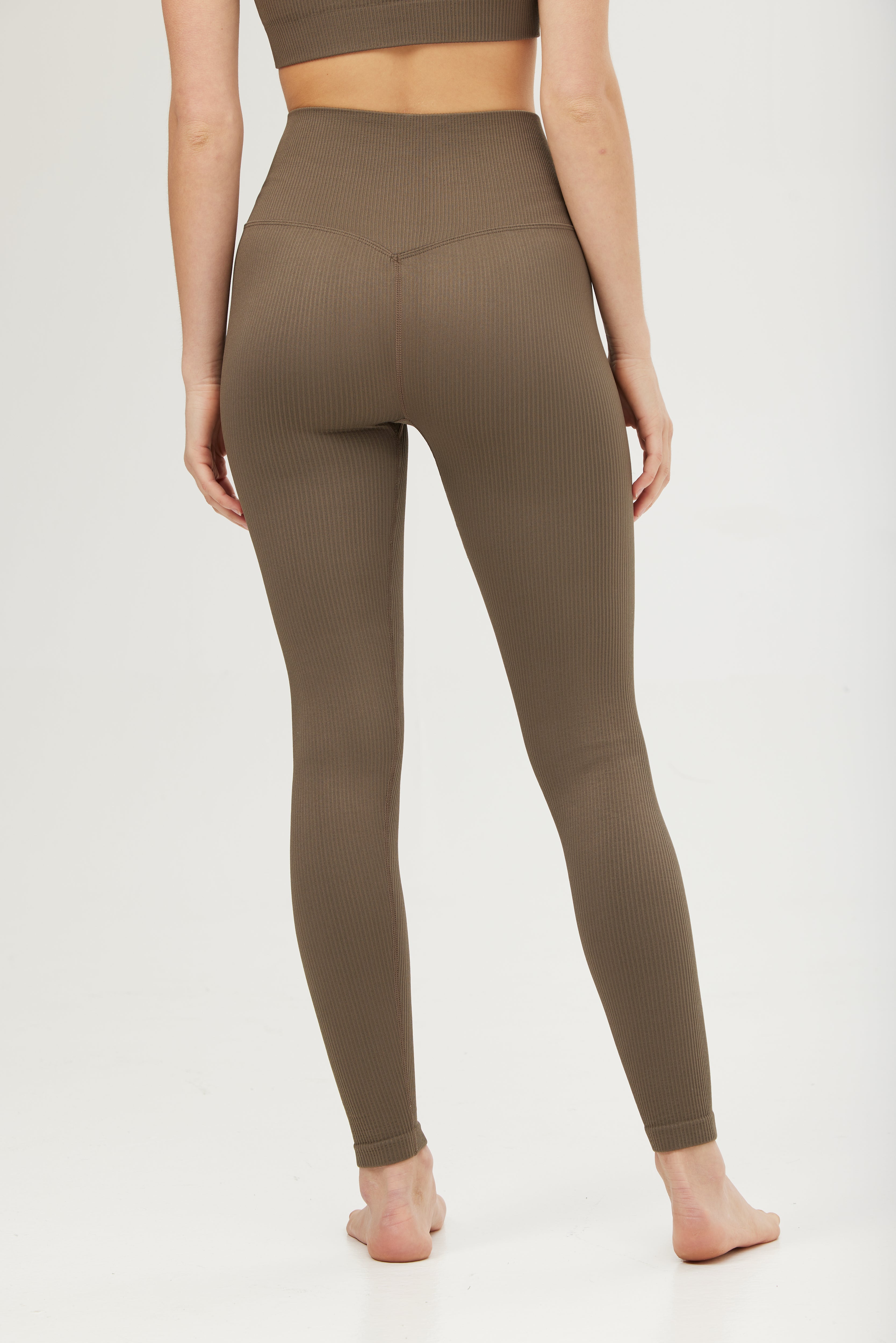 Ribbed Seamless Tights Dark Olive