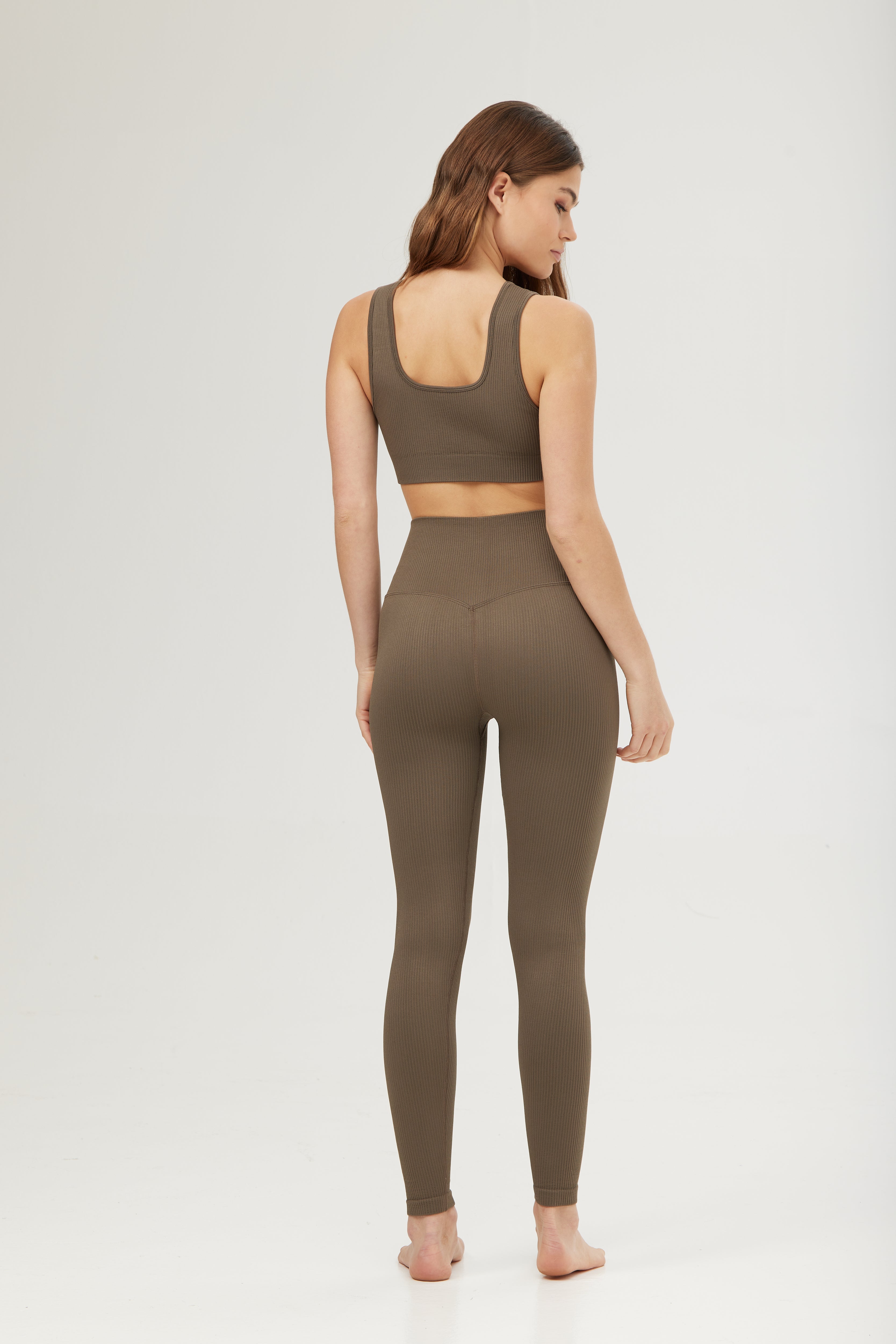 Ribbed Seamless Tights Dark Olive