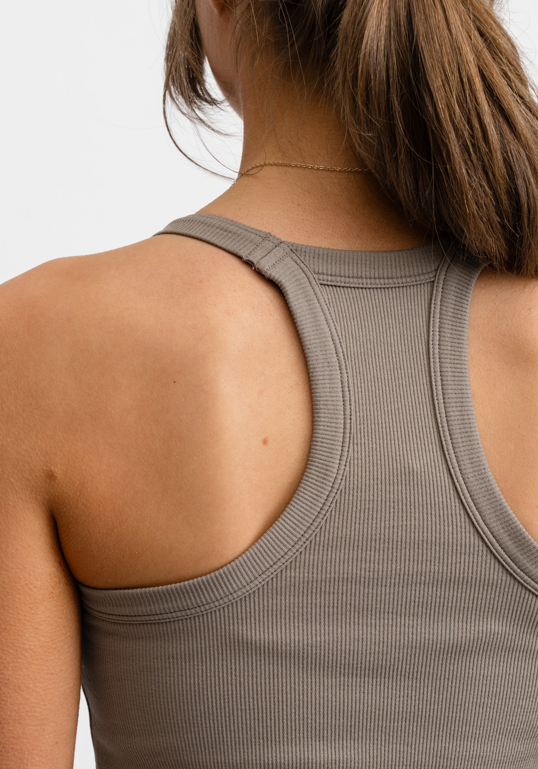 Ribbed Sports Tank Top Almond