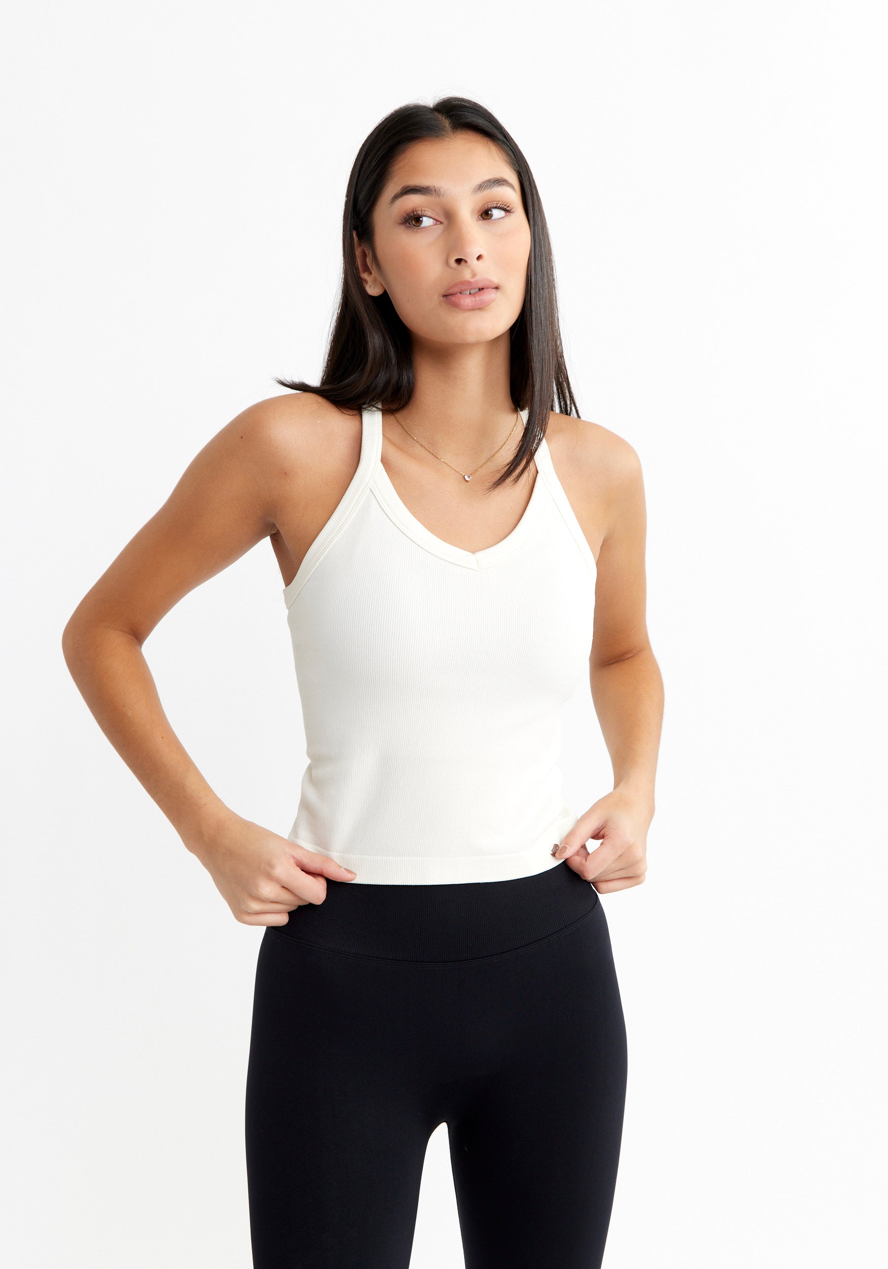 Ribbed Sports Tank Top White