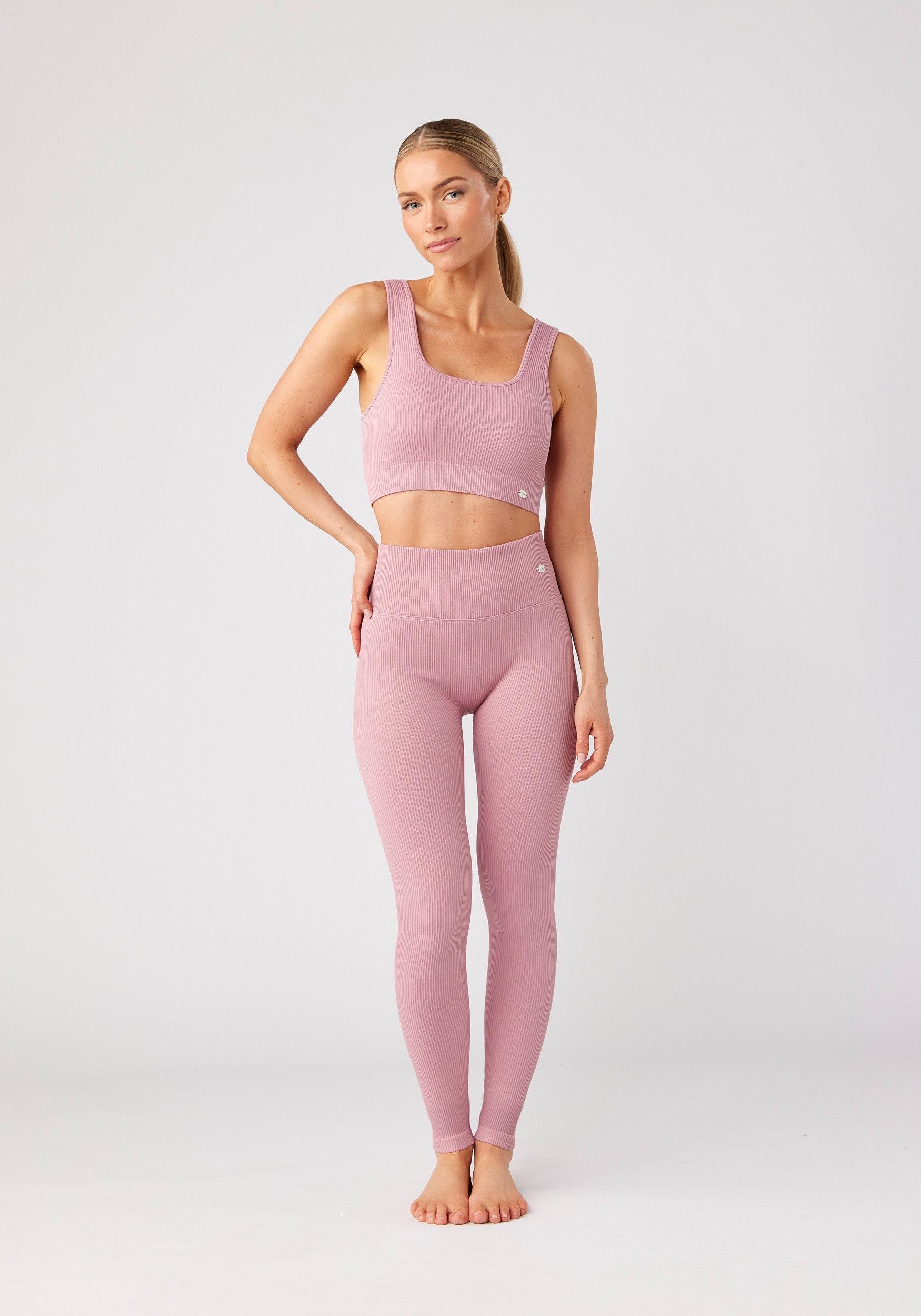 Ribbed Seamless Tights Cosmetic Pink