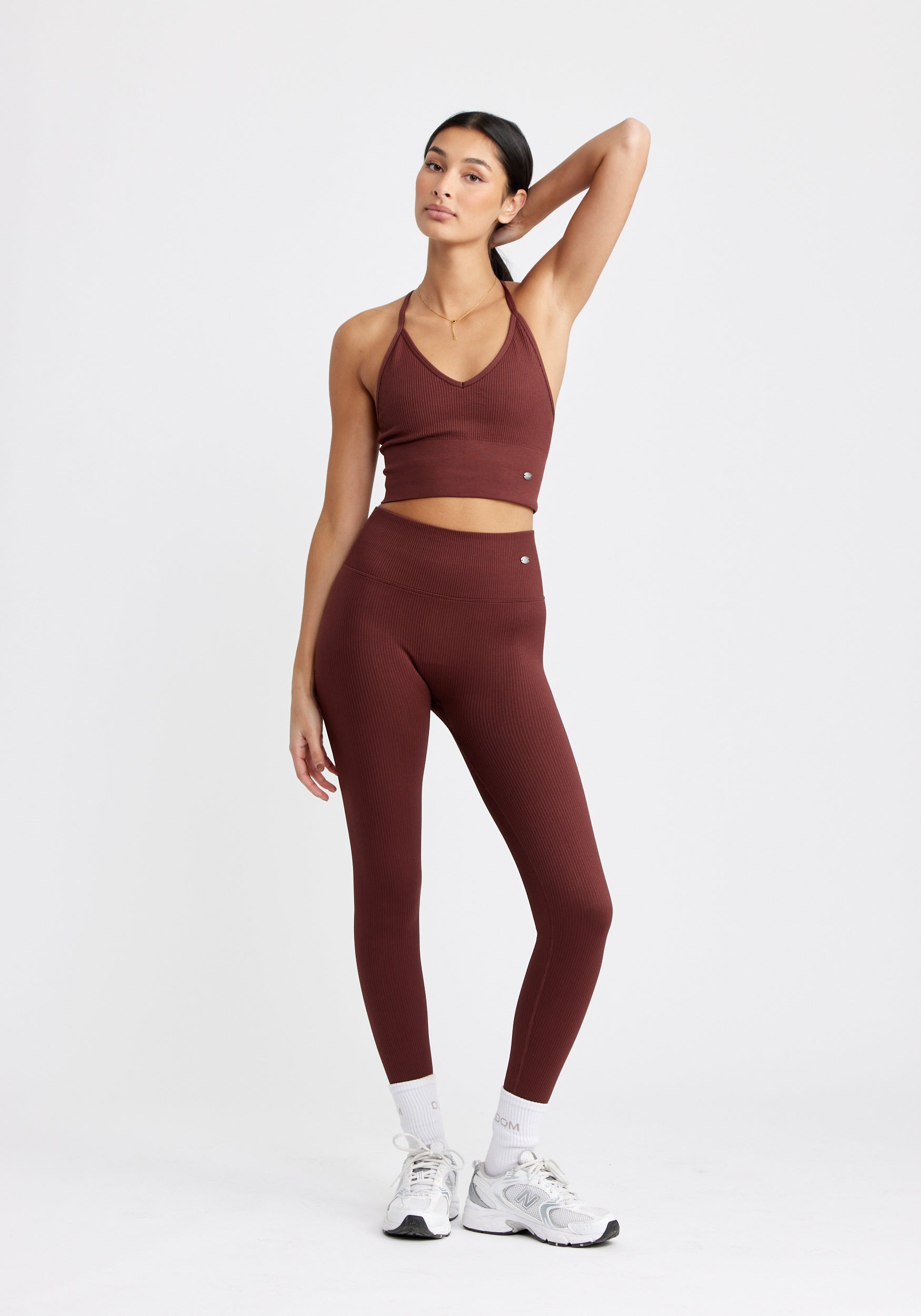 Ribbed Seamless Tights Rum Raisin