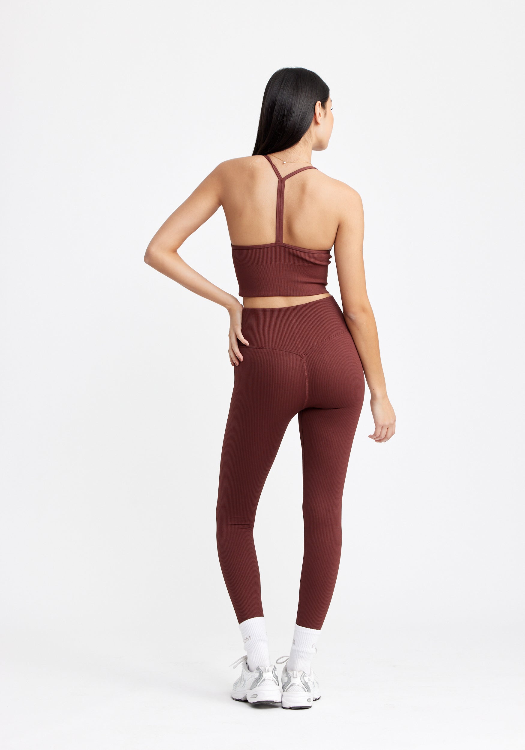 Ribbed Seamless Tights Rum Raisin