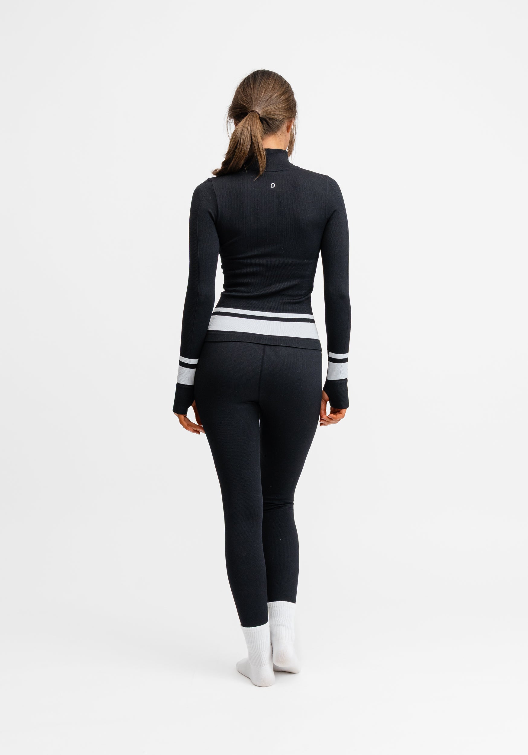 Seamless Half Zip Base Layer Top Black