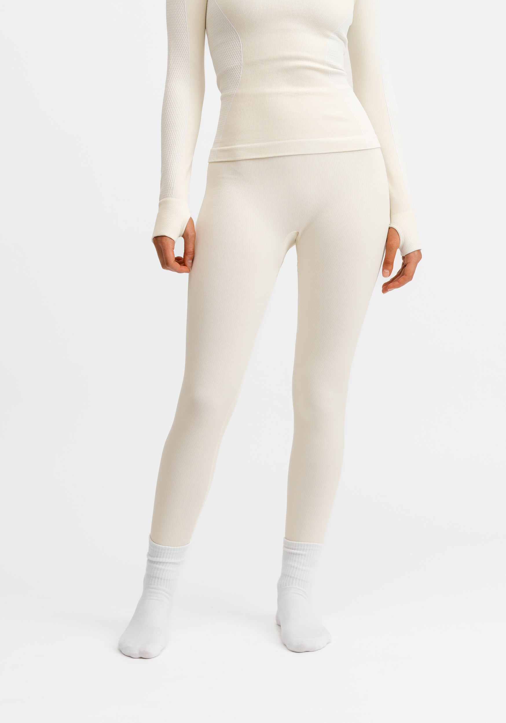 Seamless Base Layer Tights Cream White