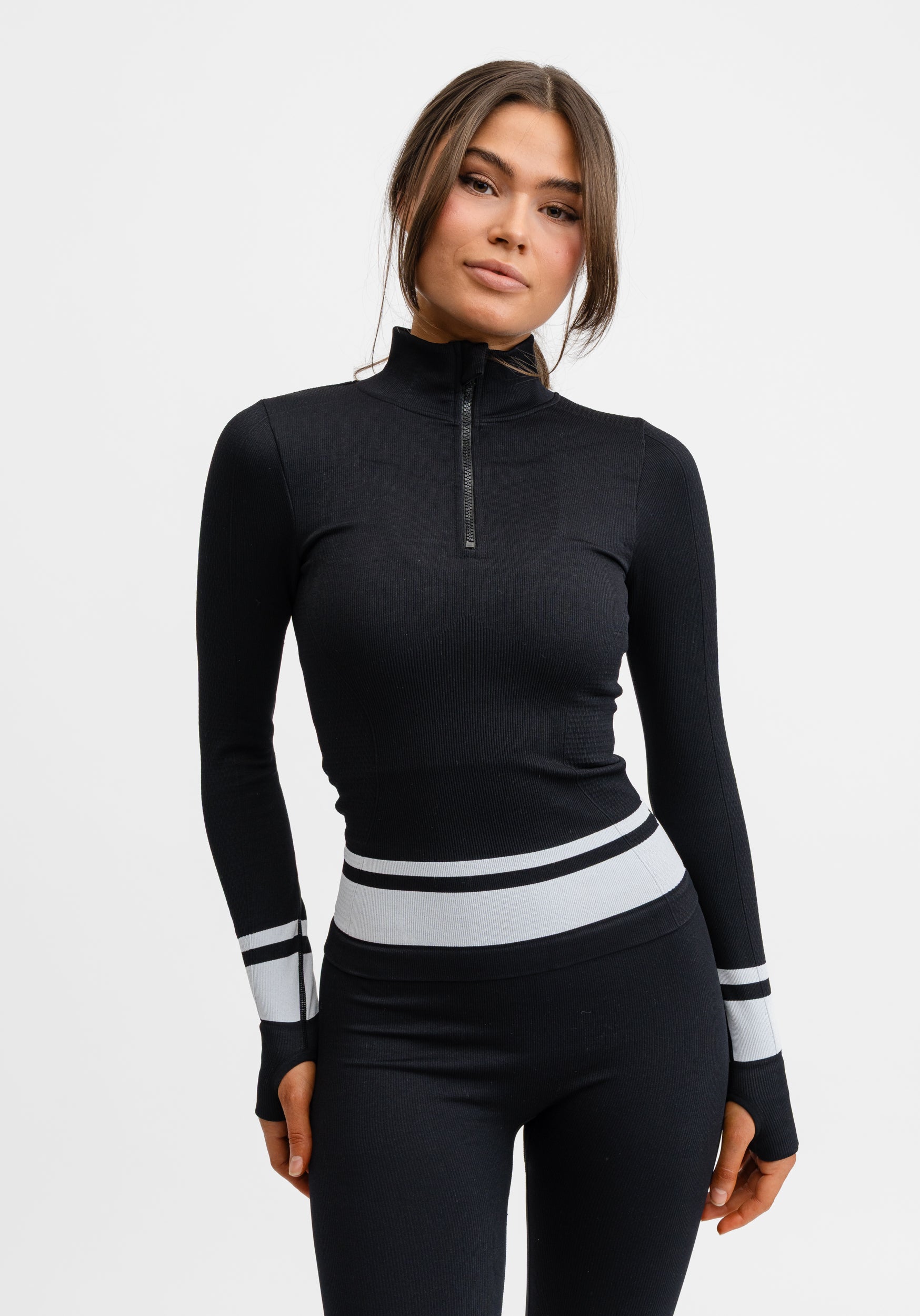 Seamless Half Zip Base Layer Top Black