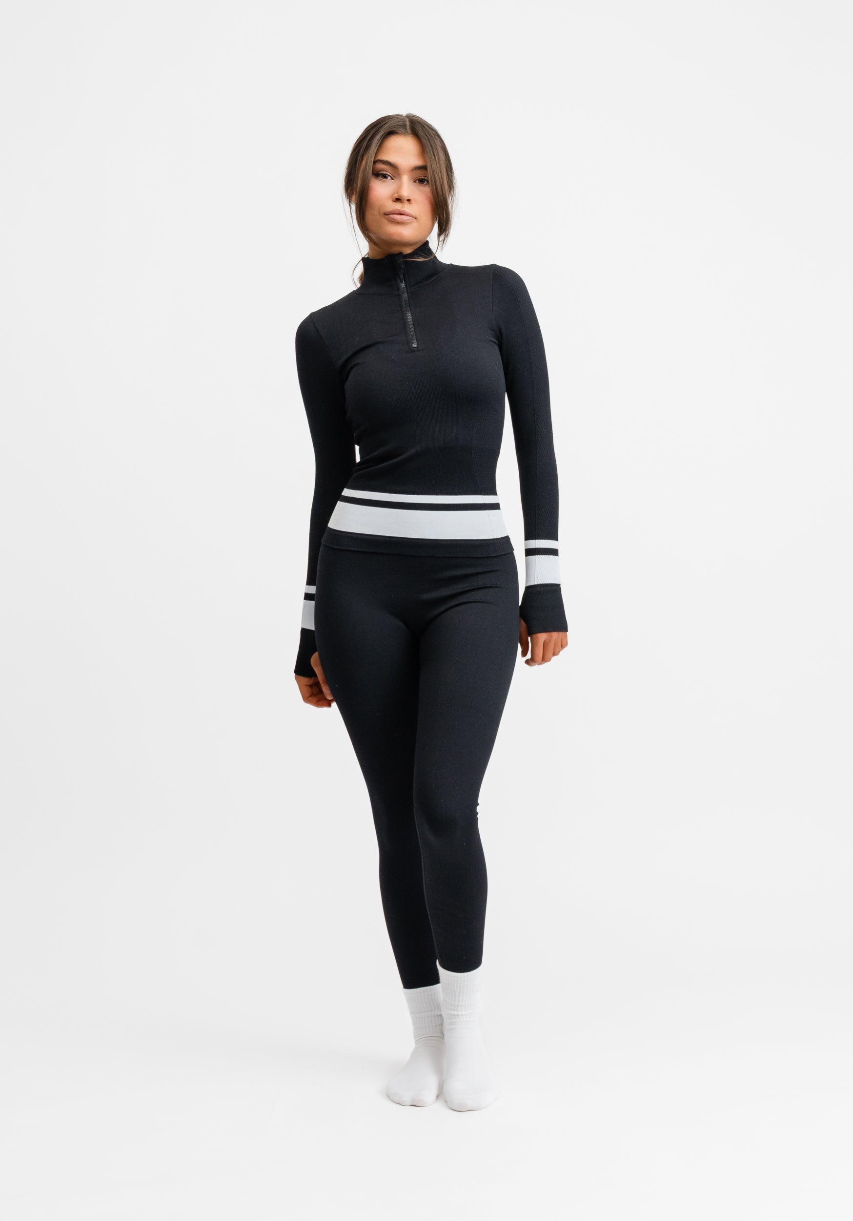Seamless Half Zip Base Layer Top Black