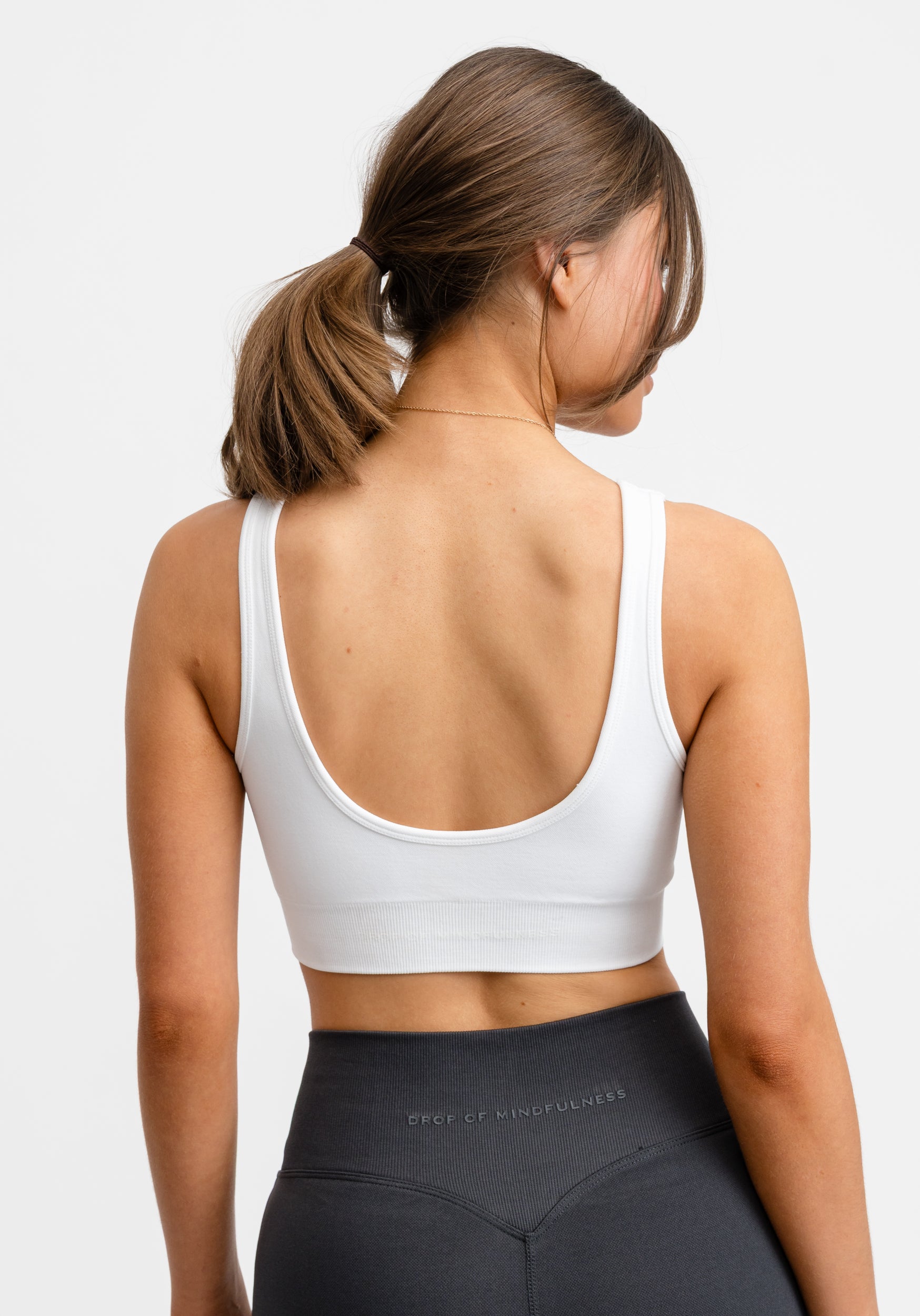 Seamless Deep V Sports Bra White