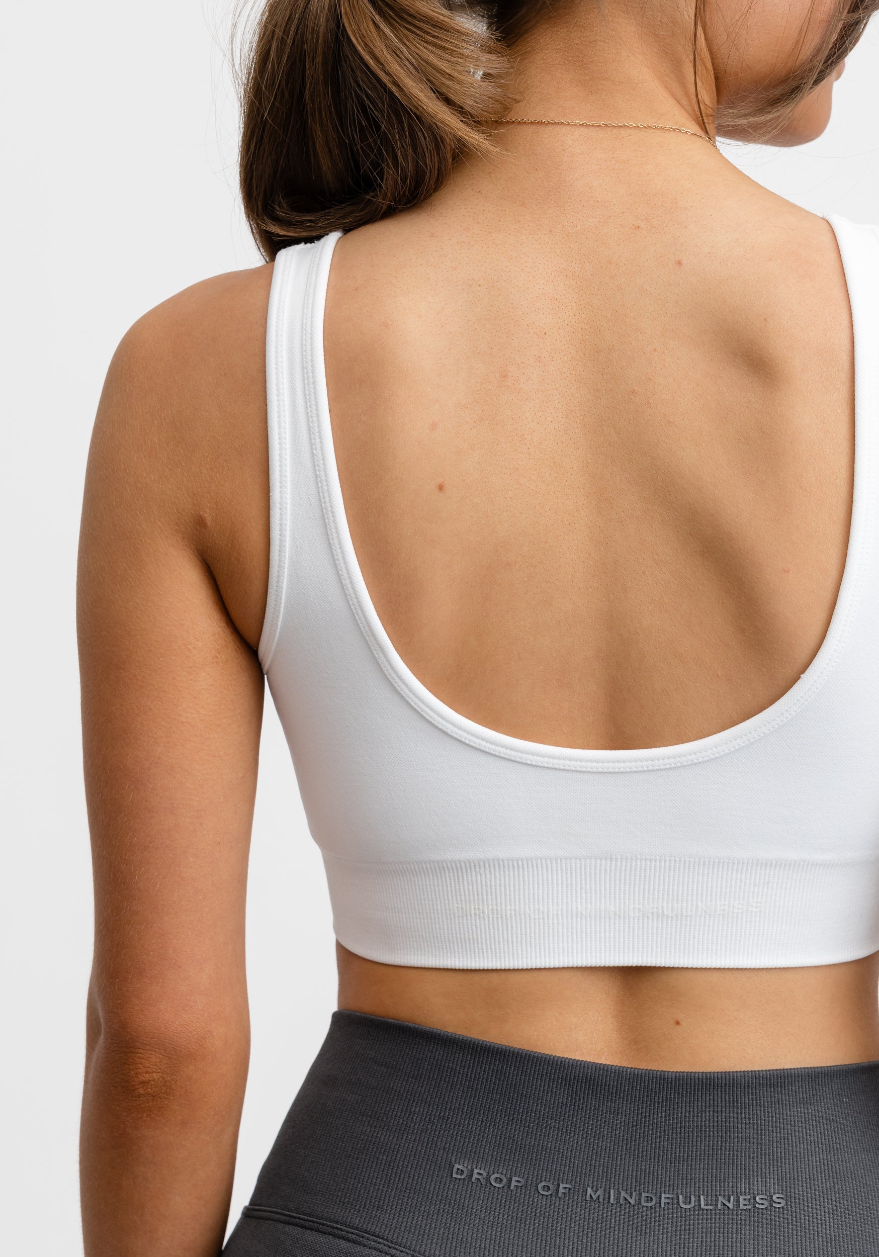 Seamless Deep V Sports Bra White