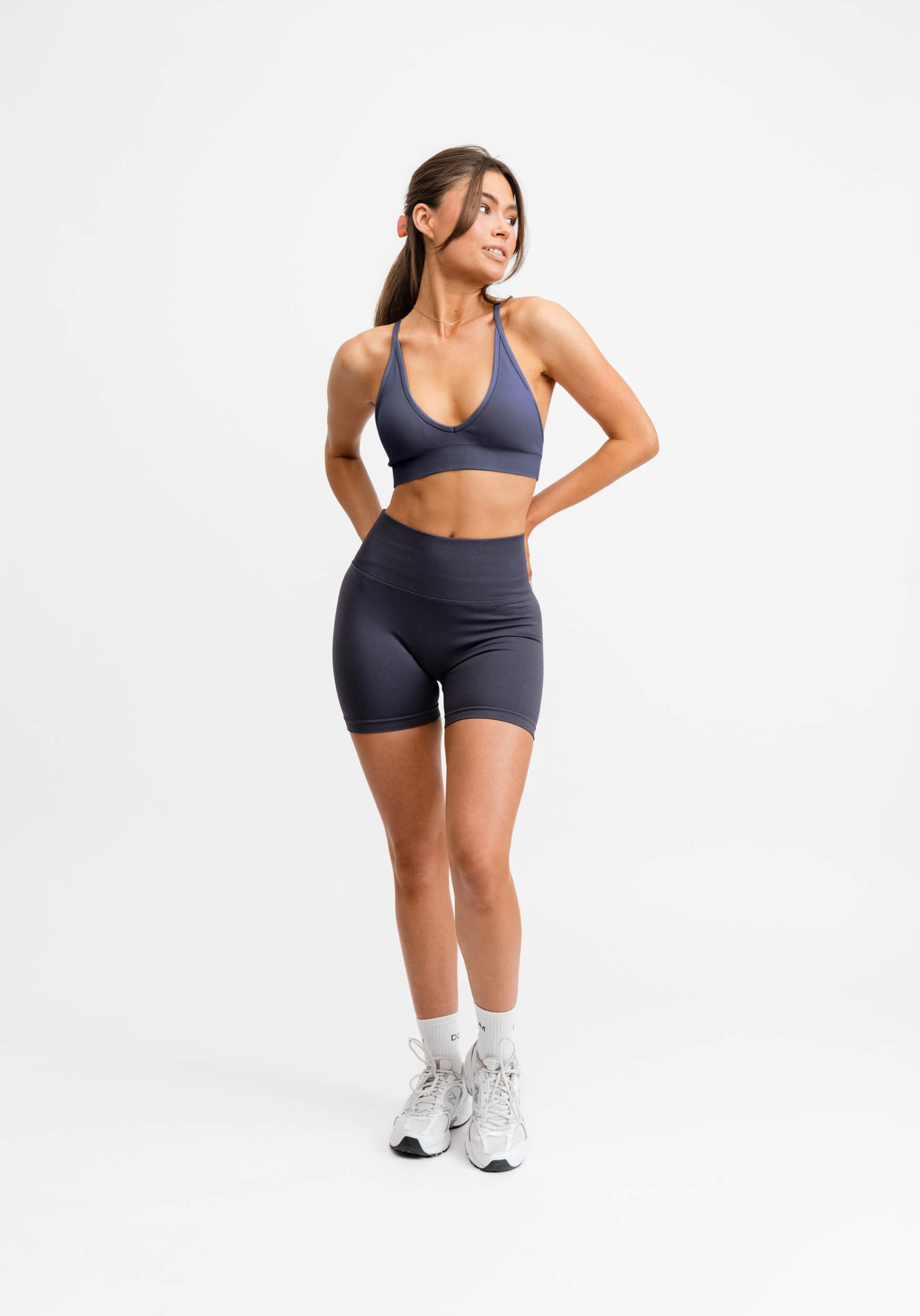 Seamless V Shape Sports Bra Charcoal