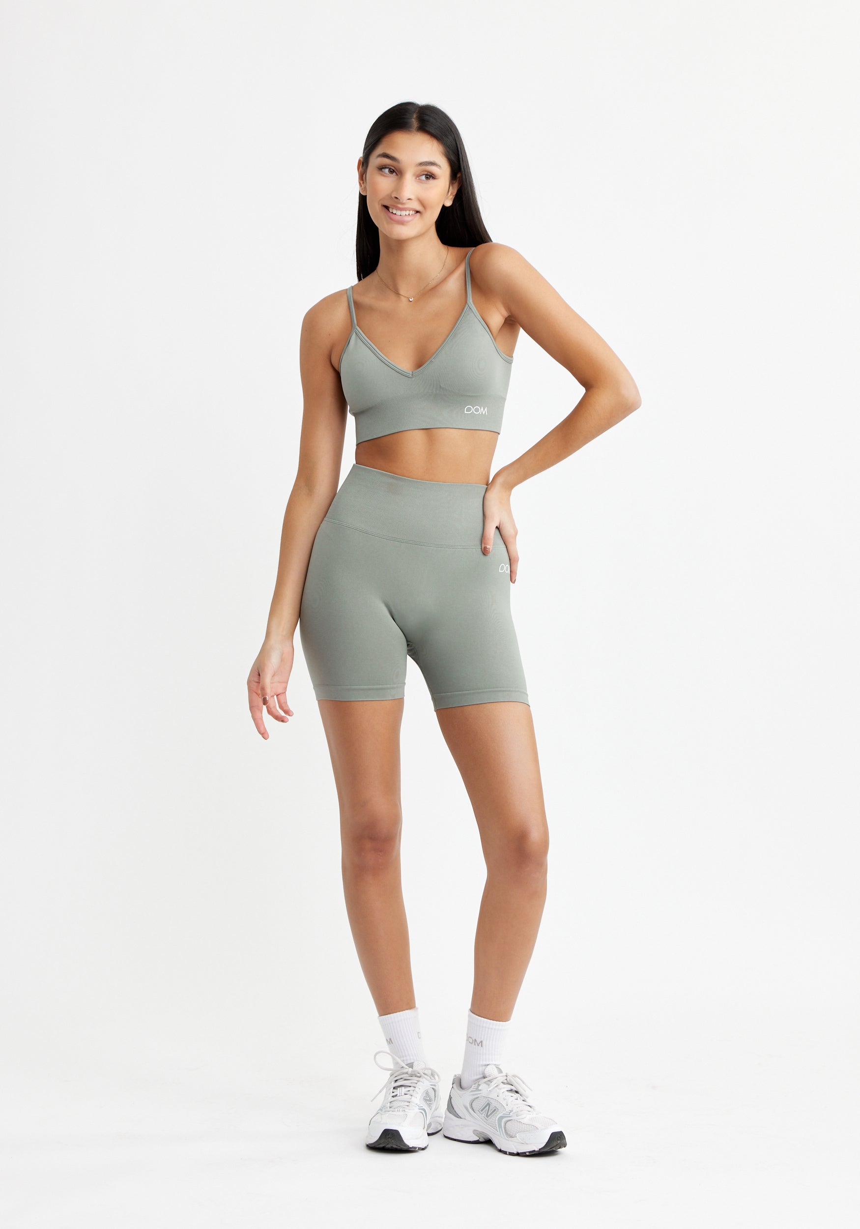 V Shape Seamless Sports Bra Vintage Khaki