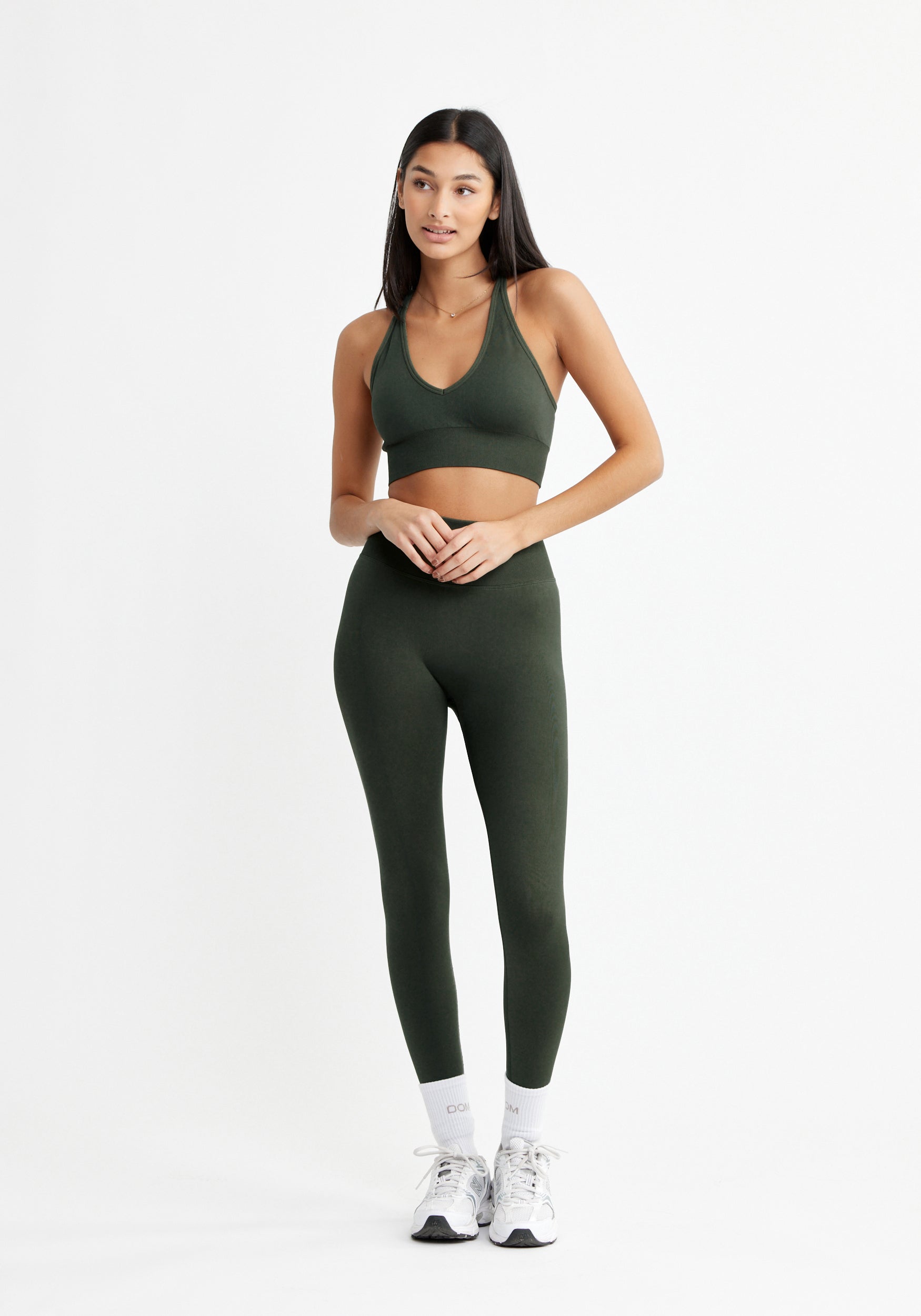 Signature V Shape Sports Bra Dark Green