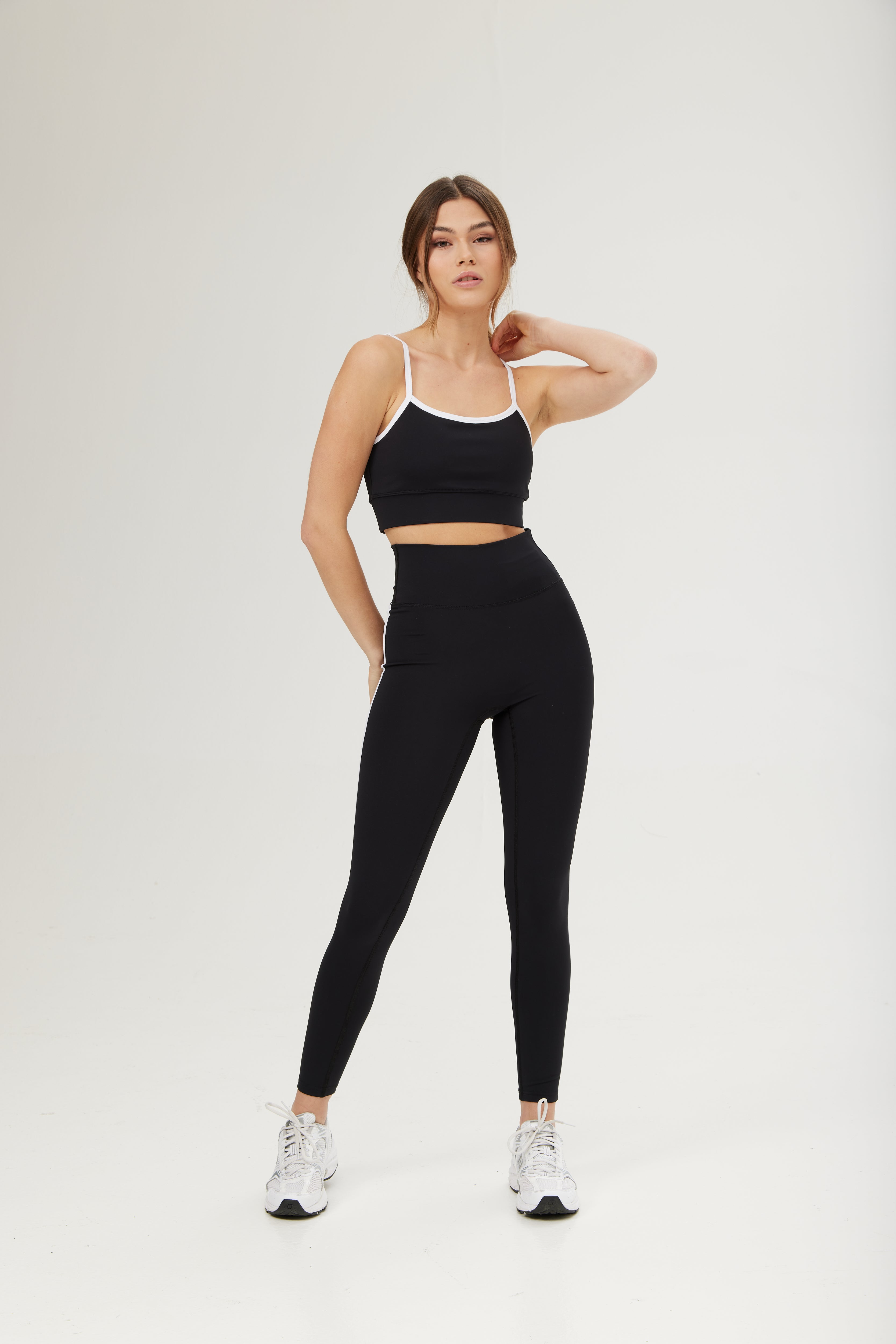 Ultimate Piping Tights Black White