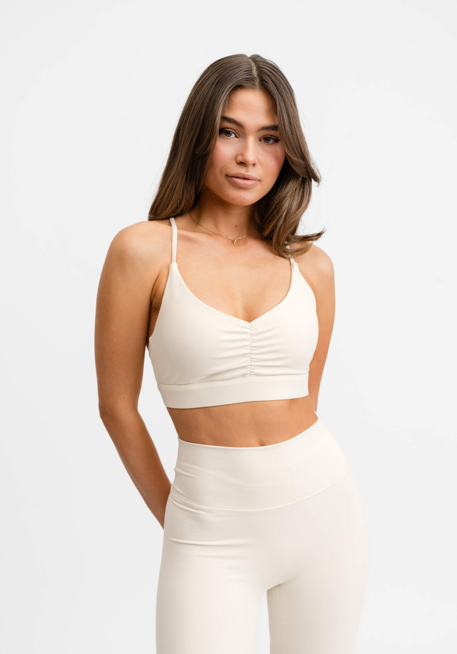 Ultimate Ruched Sports Bra Cream White