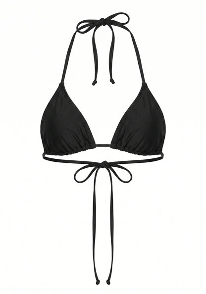 Swim Triangle Bikini Top Satin Black Stone