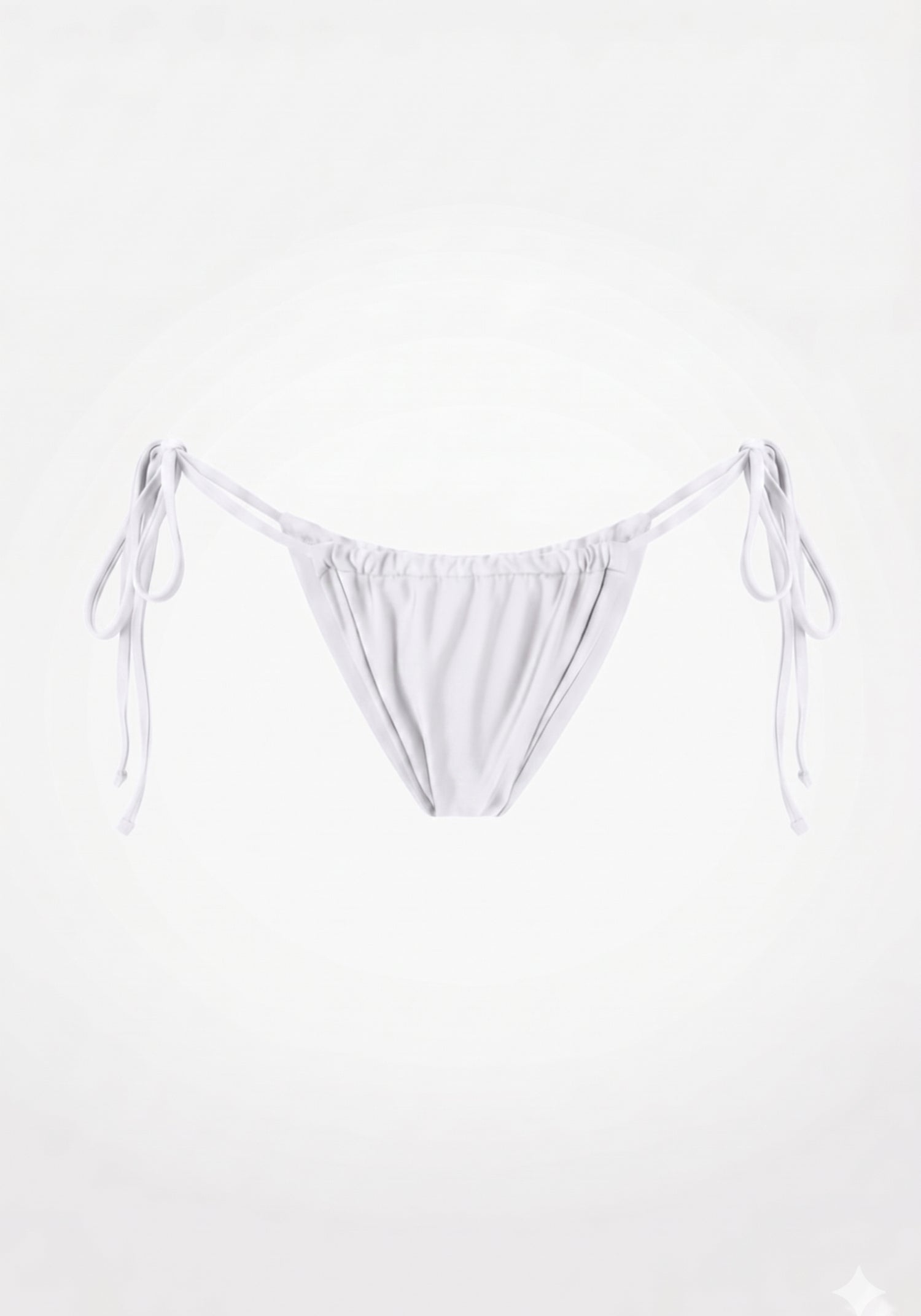 Swim Tie Bikini Bottom Satin Seashell White