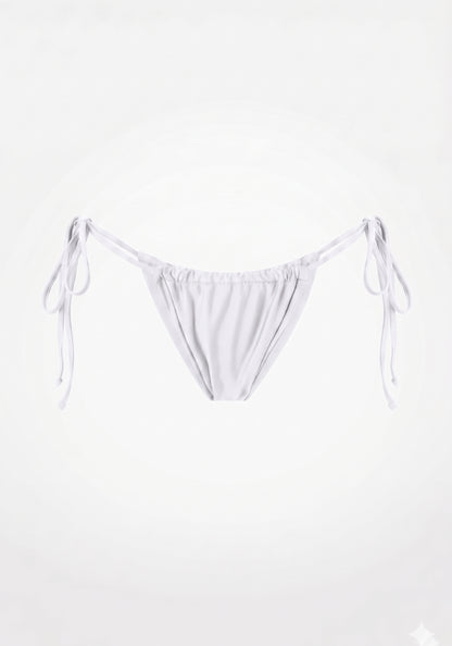 Swim Tie Bikini Bottom Satin Seashell White