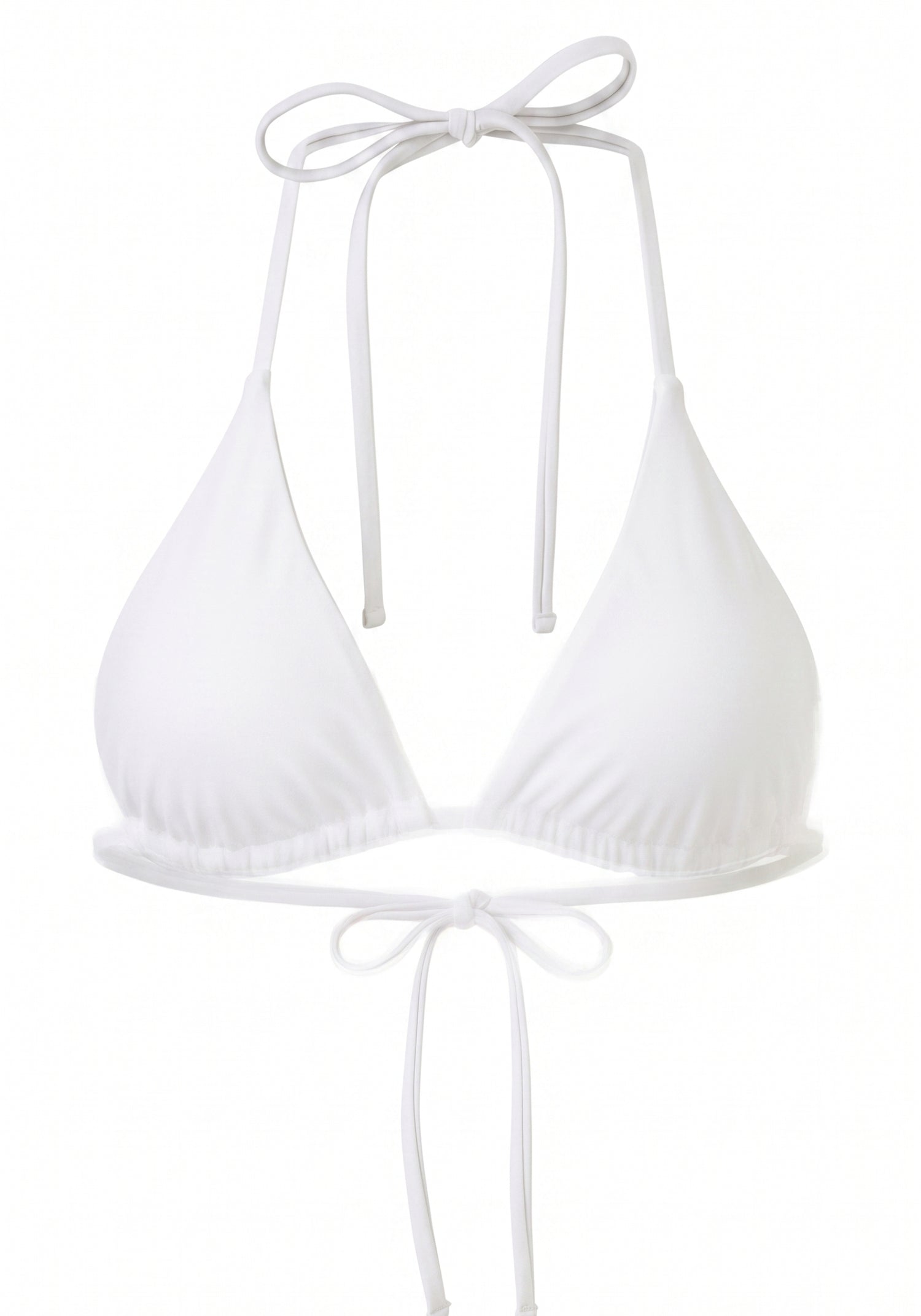 Swim Triangle Bikini Top Satin Seashell White