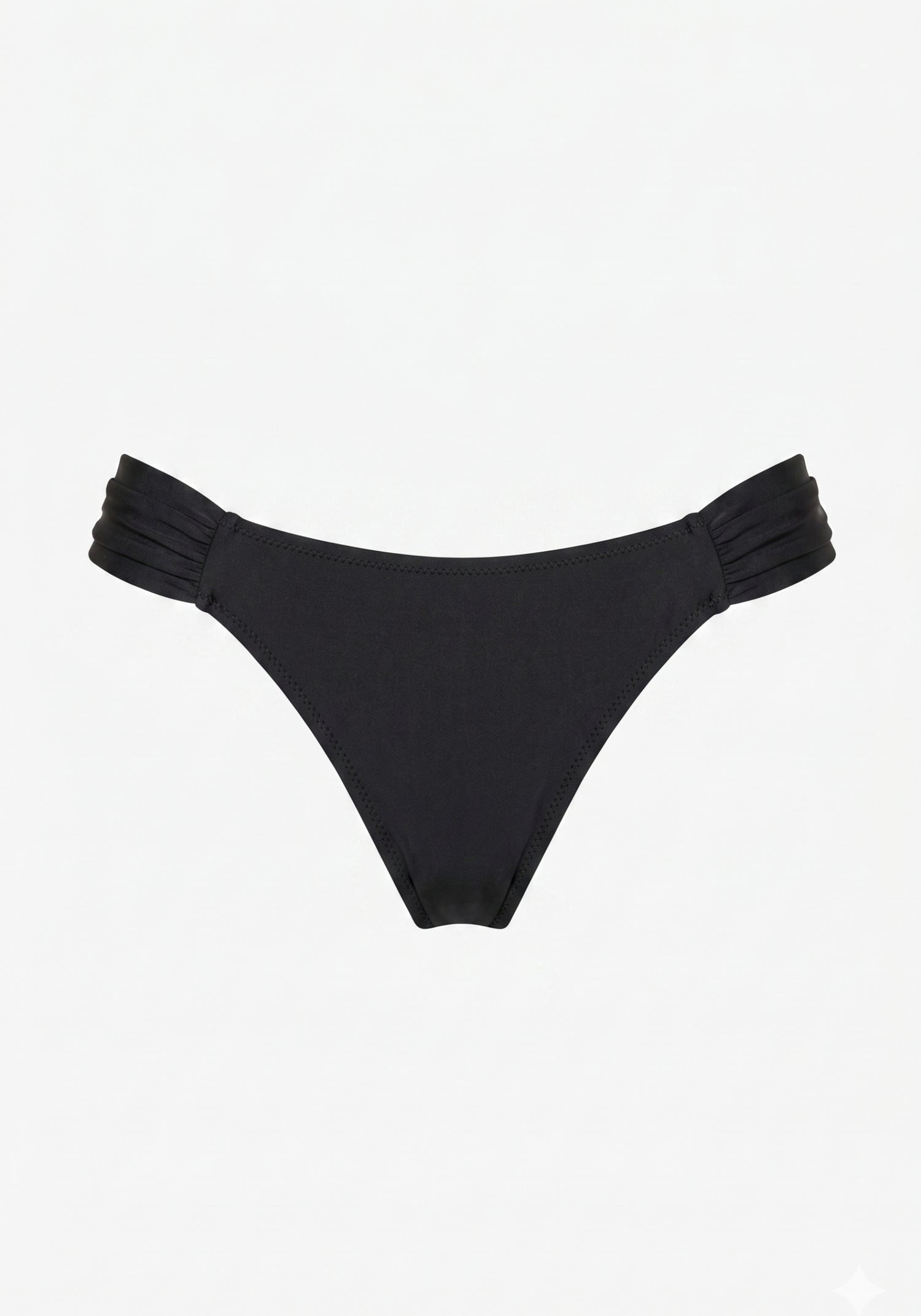 Swim Ruched Bikini Bottom Satin Black Stone