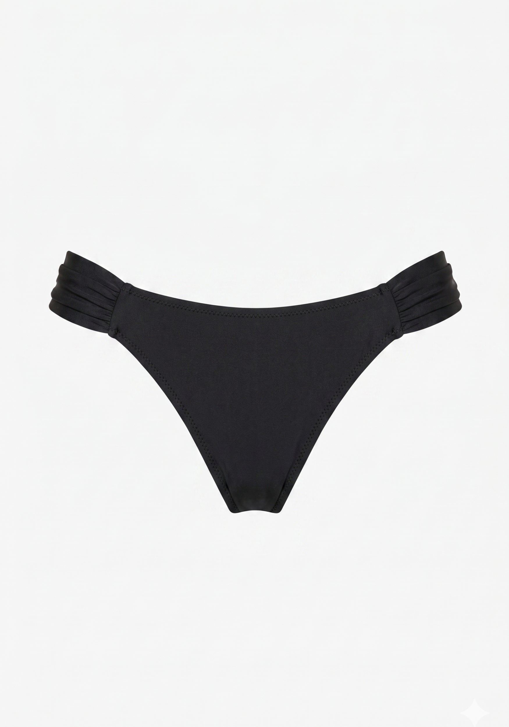 Swim Ruched Bikini Bottom Satin Black Stone