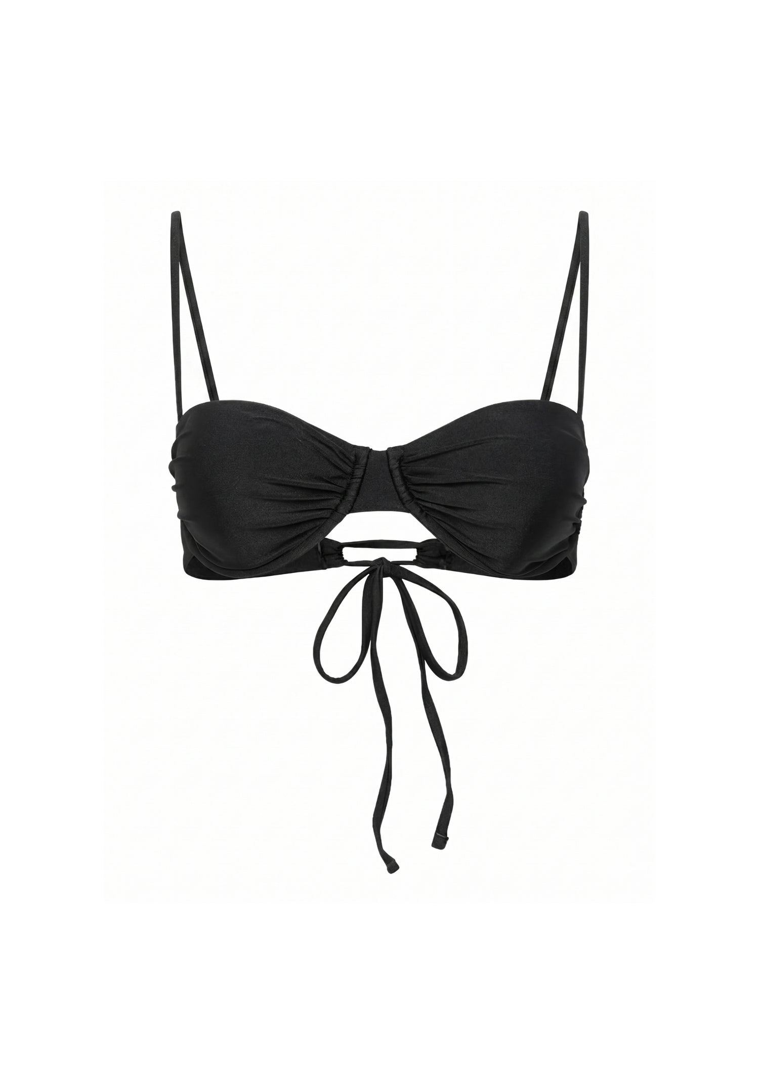 Swim Ruched Bikini Top Satin Black Stone