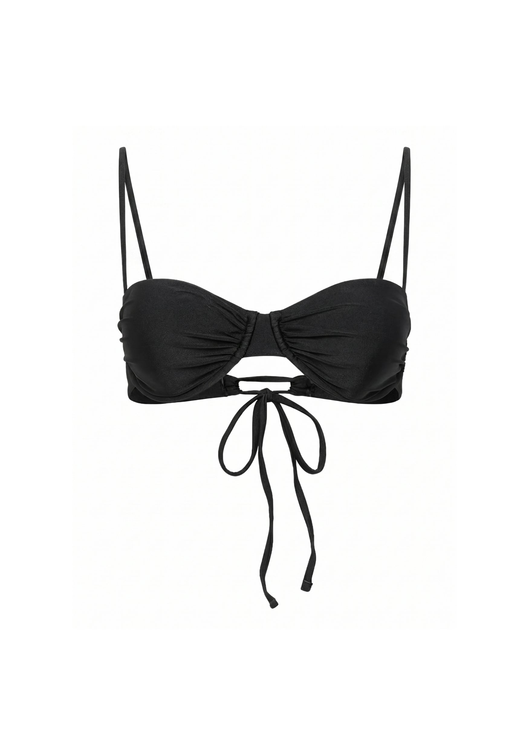 Swim Ruched Bikini Top Satin Black Stone