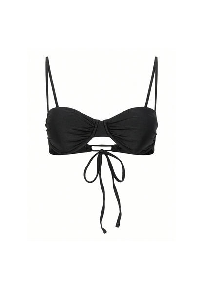 Swim Ruched Bikini Top Satin Black Stone
