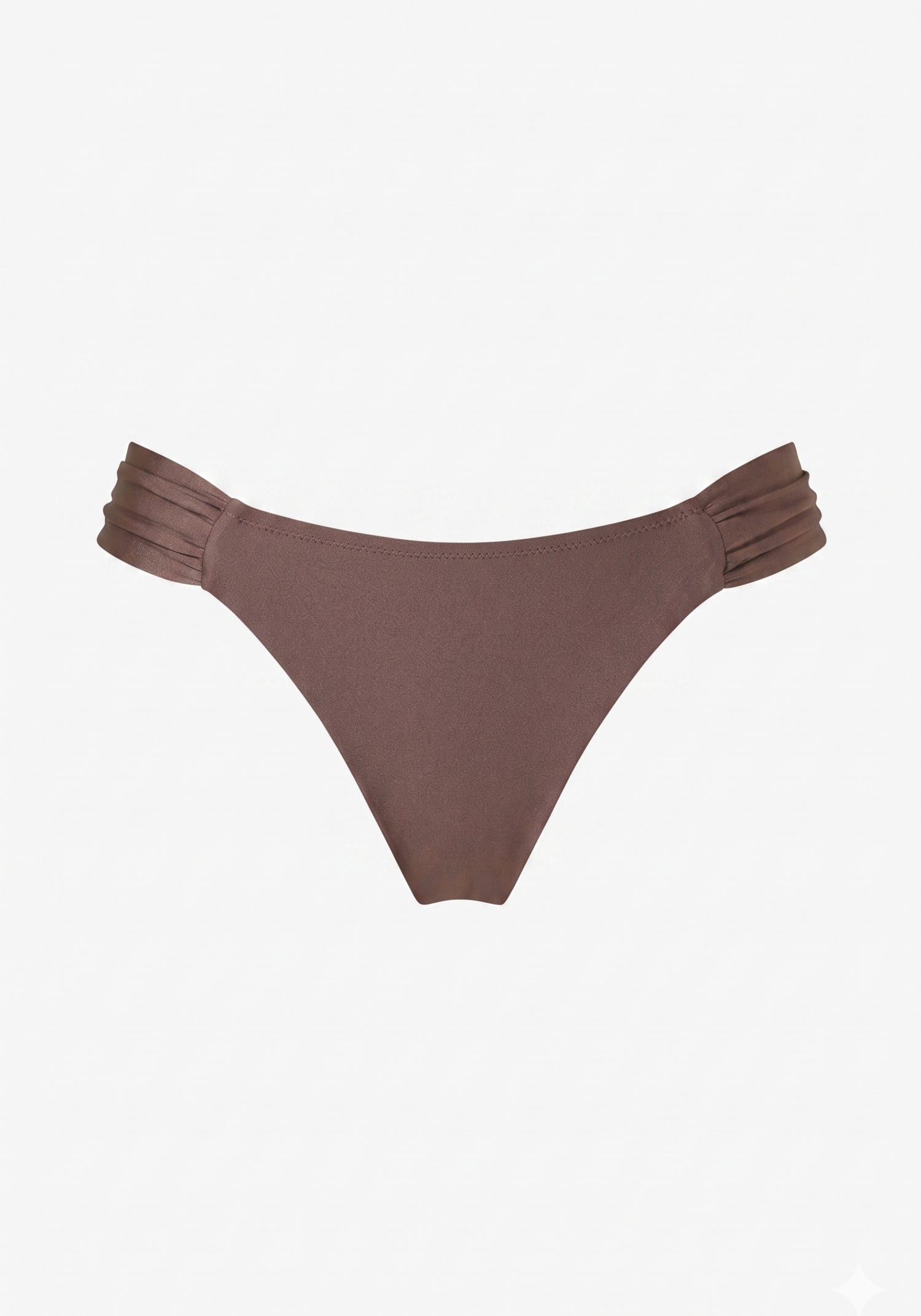 Swim Ruched Bikini Bottom Satin Coconut Brown
