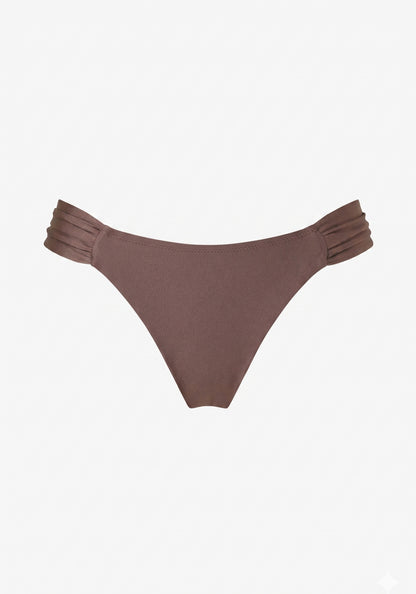 Swim Ruched Bikini Bottom Satin Coconut Brown