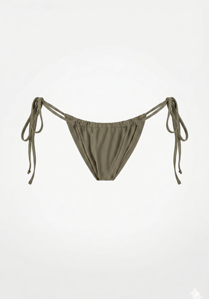 Swim Tie Bikini Bottom Satin Deep Green