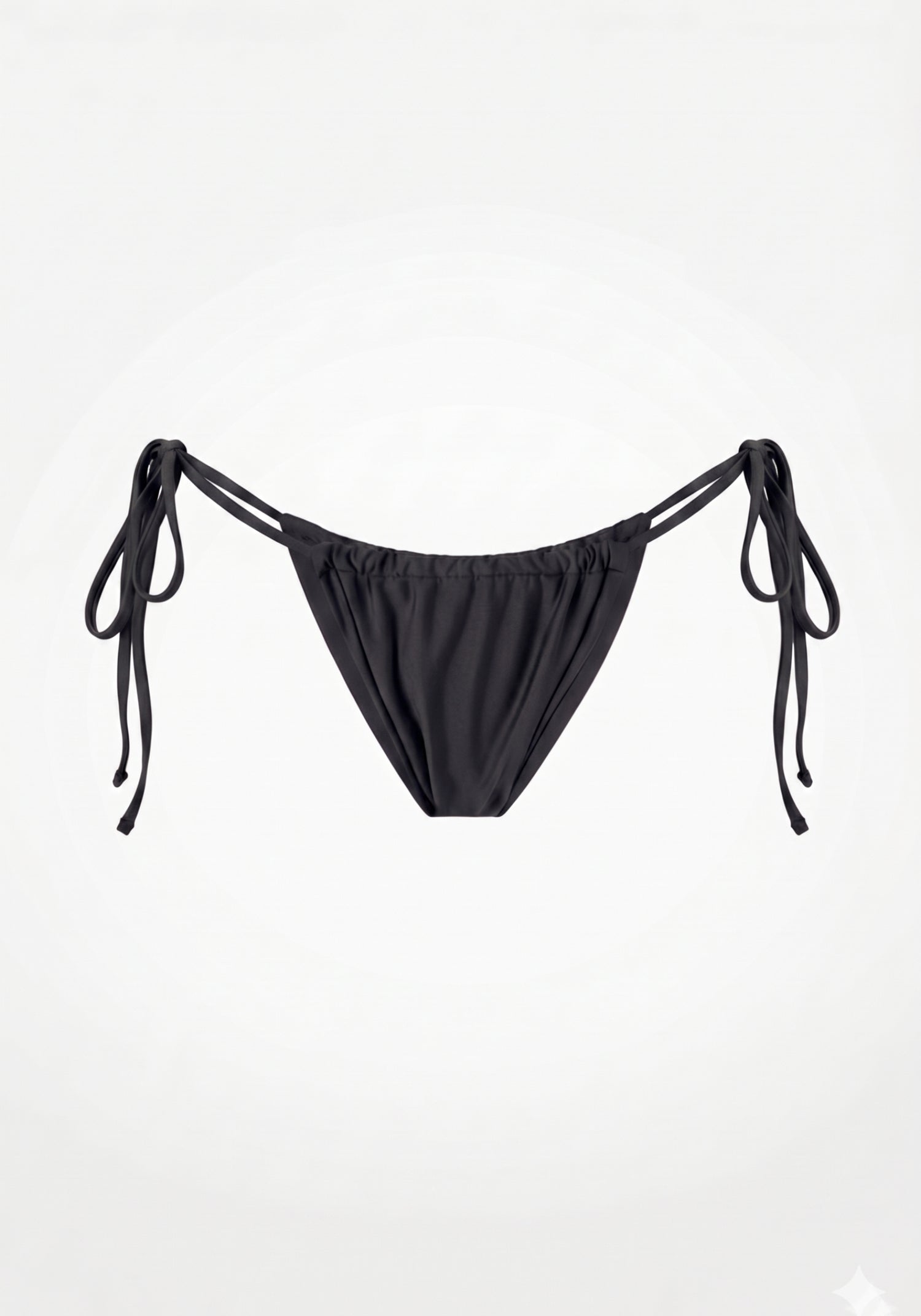 Swim Tie Bikini Bottom Satin Black Stone