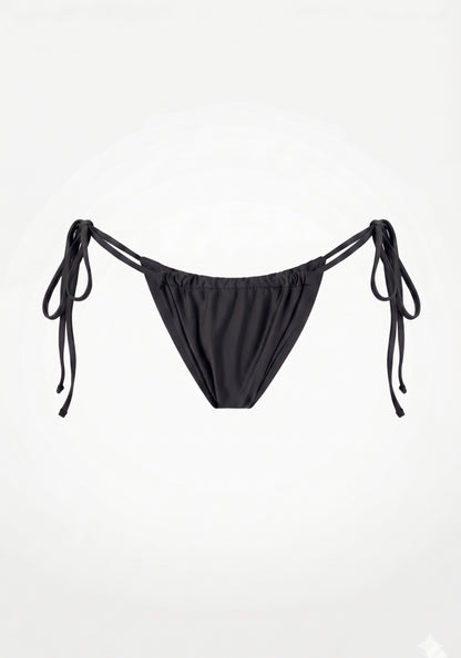 Swim Tie Bikini Bottom Satin Black Stone