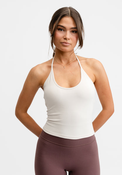 Butter Soft Halterneck Top Cream White