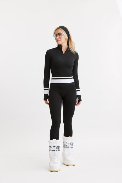 Seamless Half Zip Base Layer Top Black
