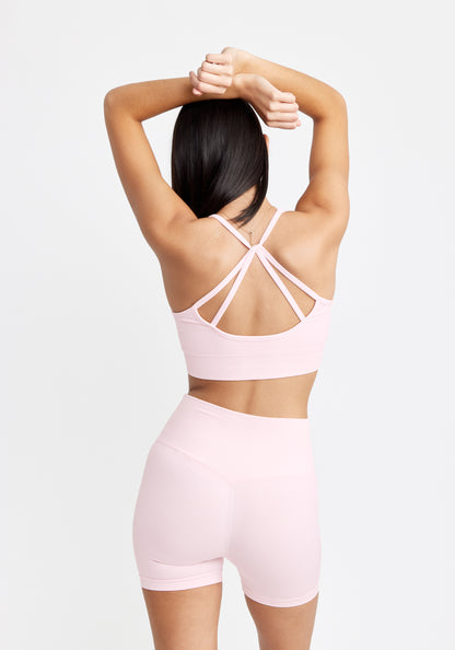 Double Strap Seamless Sports Bra Light Pink Blush
