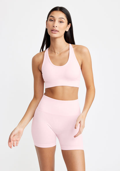 Double Strap Seamless Sports Bra Light Pink Blush